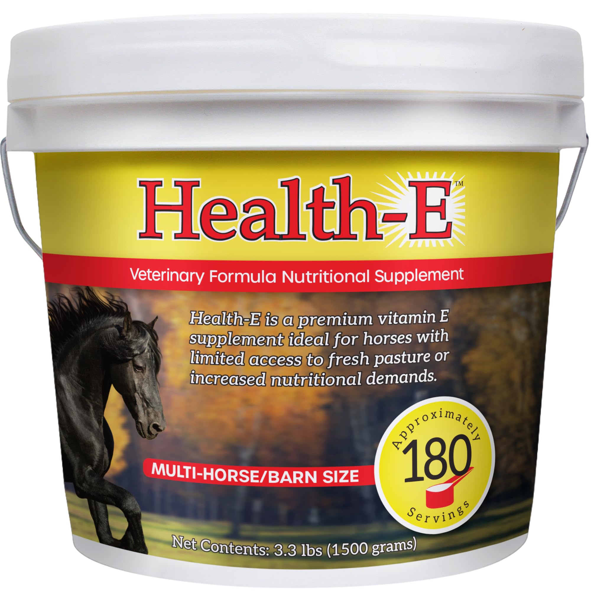Health-E Vitamin E Supplement for Horses, High-Potency dl-Alpha Tocopherol Powder, Supports Immune Muscle Skin and Nerve Wellnes