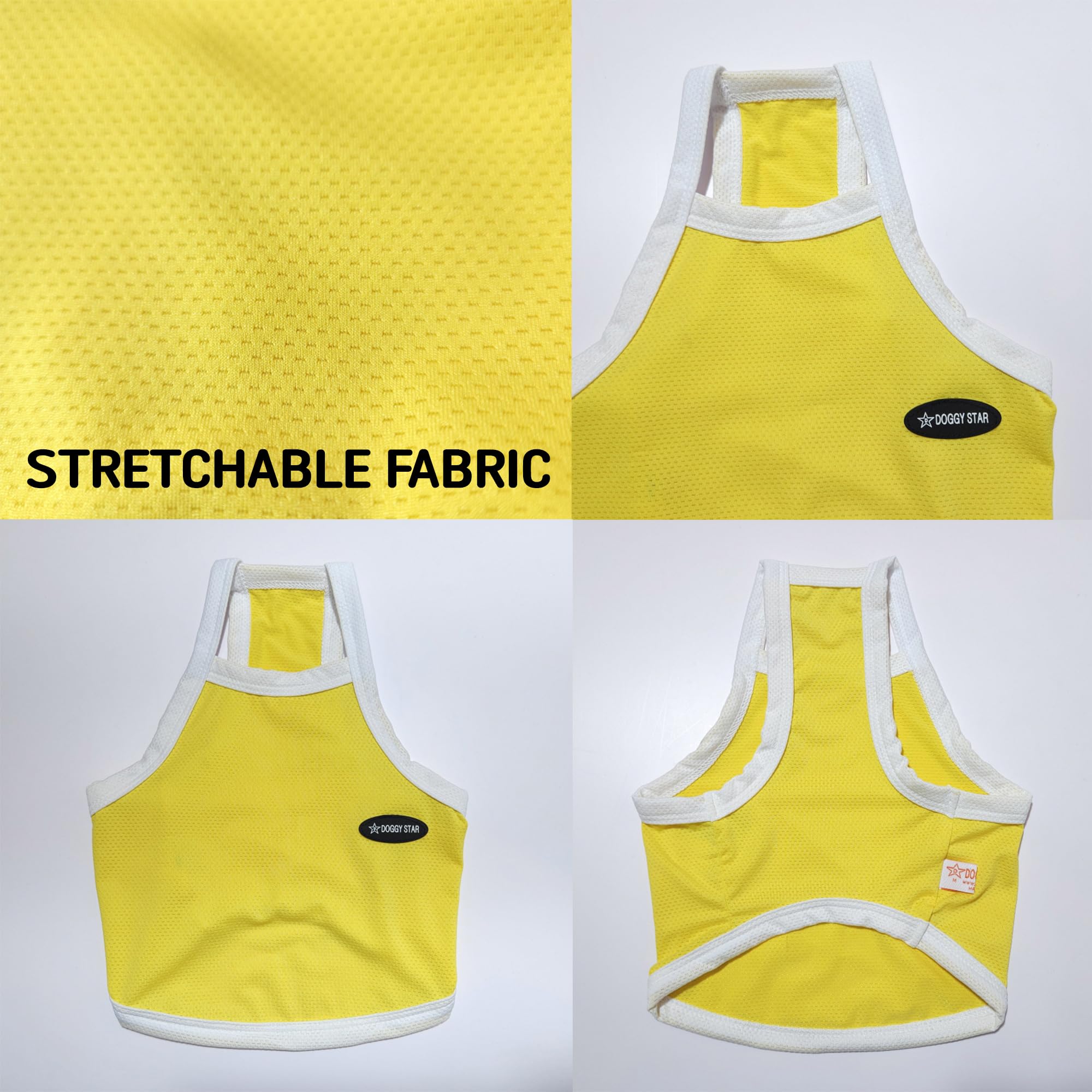 D Doggy Star Dachshund Clothes Spring Summer Cooling String T Shirt Crop Top For Dogs (L,Camisole Yellow)