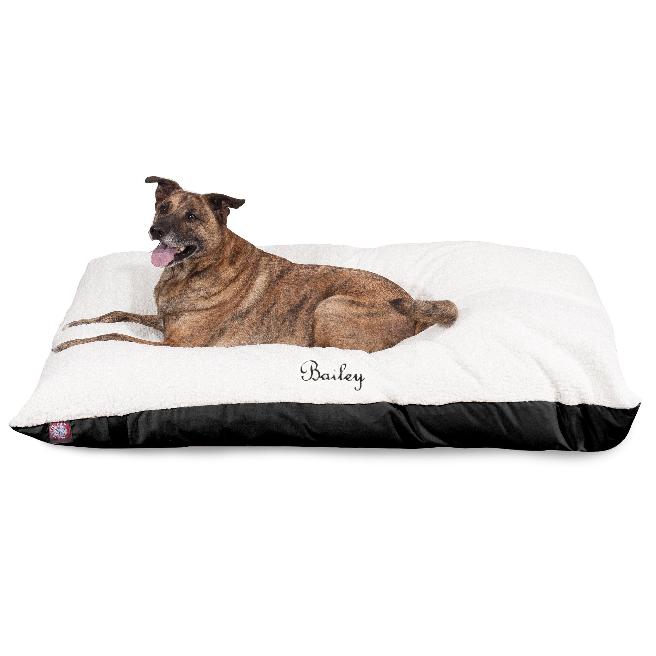 Soft Plush Personalized Pet Pillow Dog Bed Custom Embroidered  Removable Pet Bed Cover  Large Black