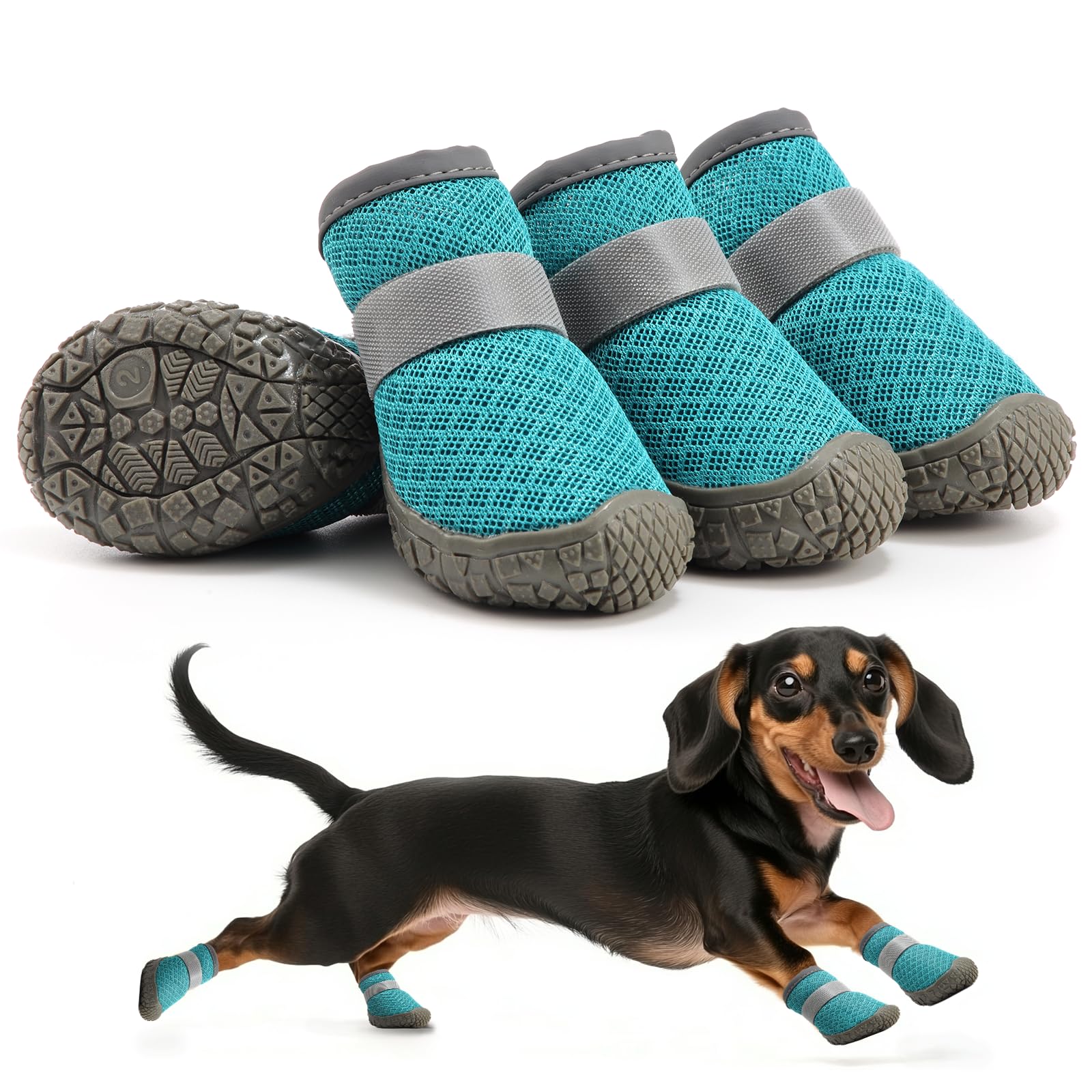Petanims Small Dog Shoes, Breathable Puppy Boots & Paw Protectors for Winter Snow, Summer Hot Pavement, Dog Booties with Anti-Sl