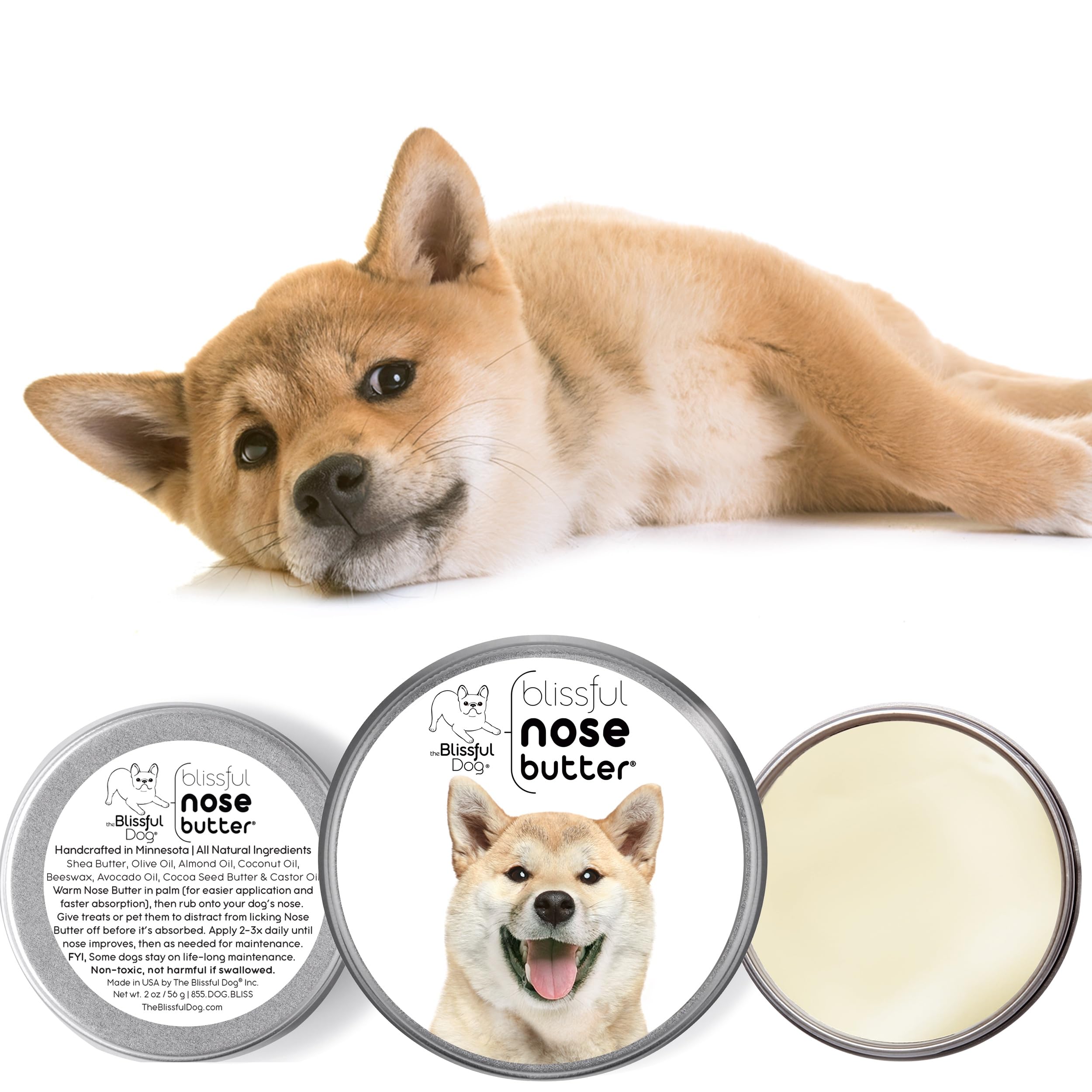 The Blissful Dog Shiba Inu Unscented Nose Butter - Dog Nose Butter, 4 Ounce