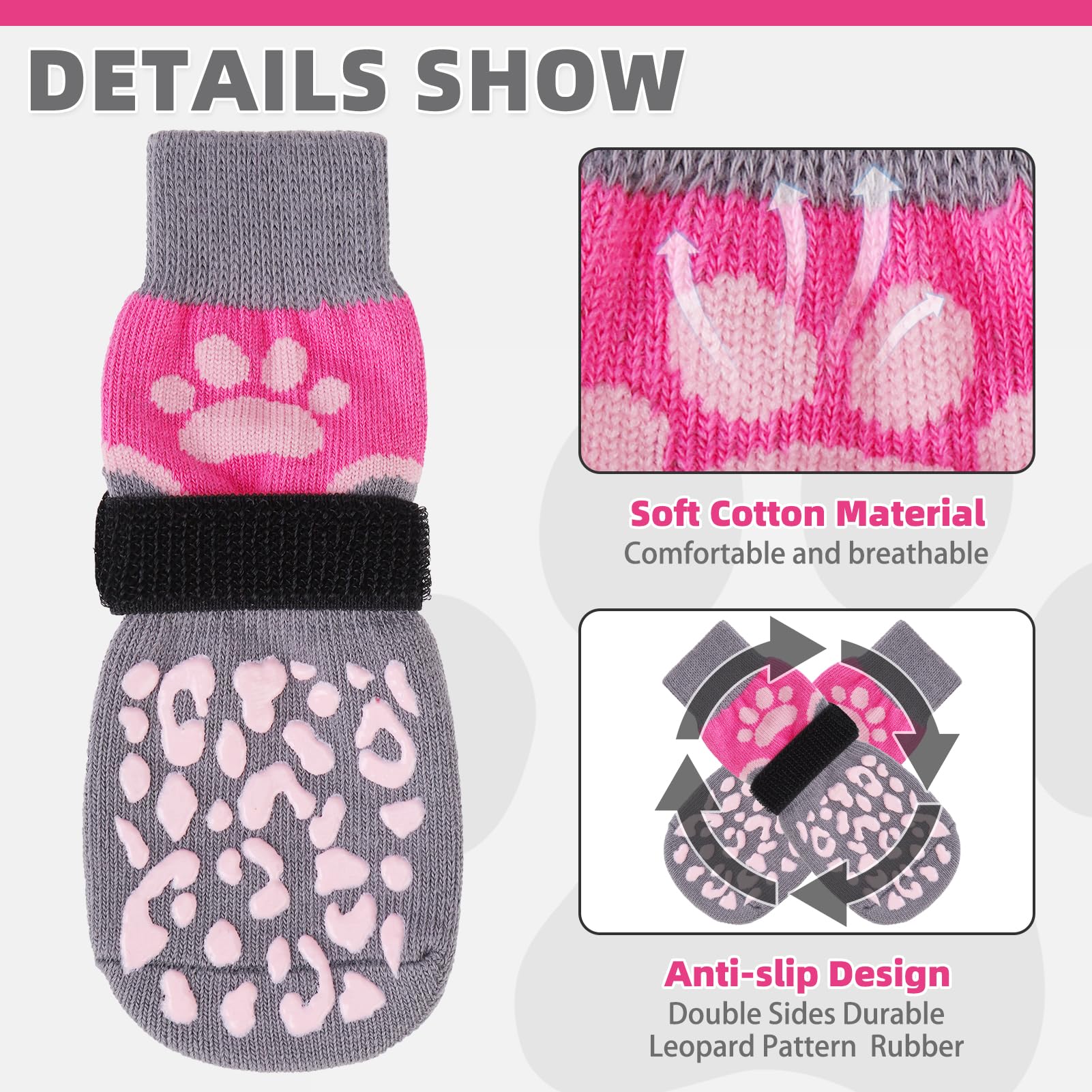 KOOLTAIL Dog Socks for Hot/Cold Pavement to Prevent Licking Paws Scratching,Non Slip Dog Boots&Paw Protector for Hardwood Floors