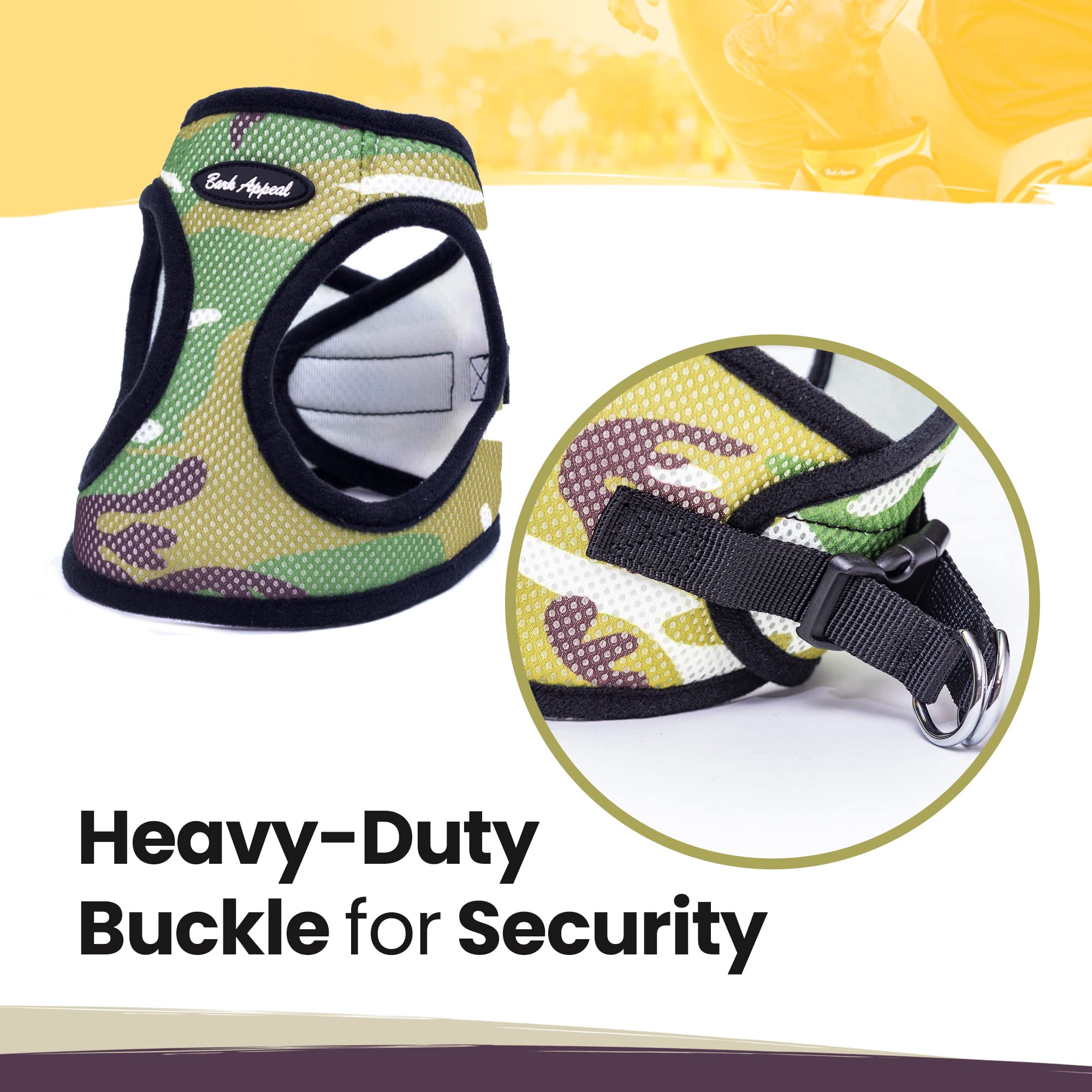 Bark Appeal Step-in Dog Harness, Mesh Vest for Small Dogs, Camouflage, Adjustable Non-Choking Fit - Model CMEW-S