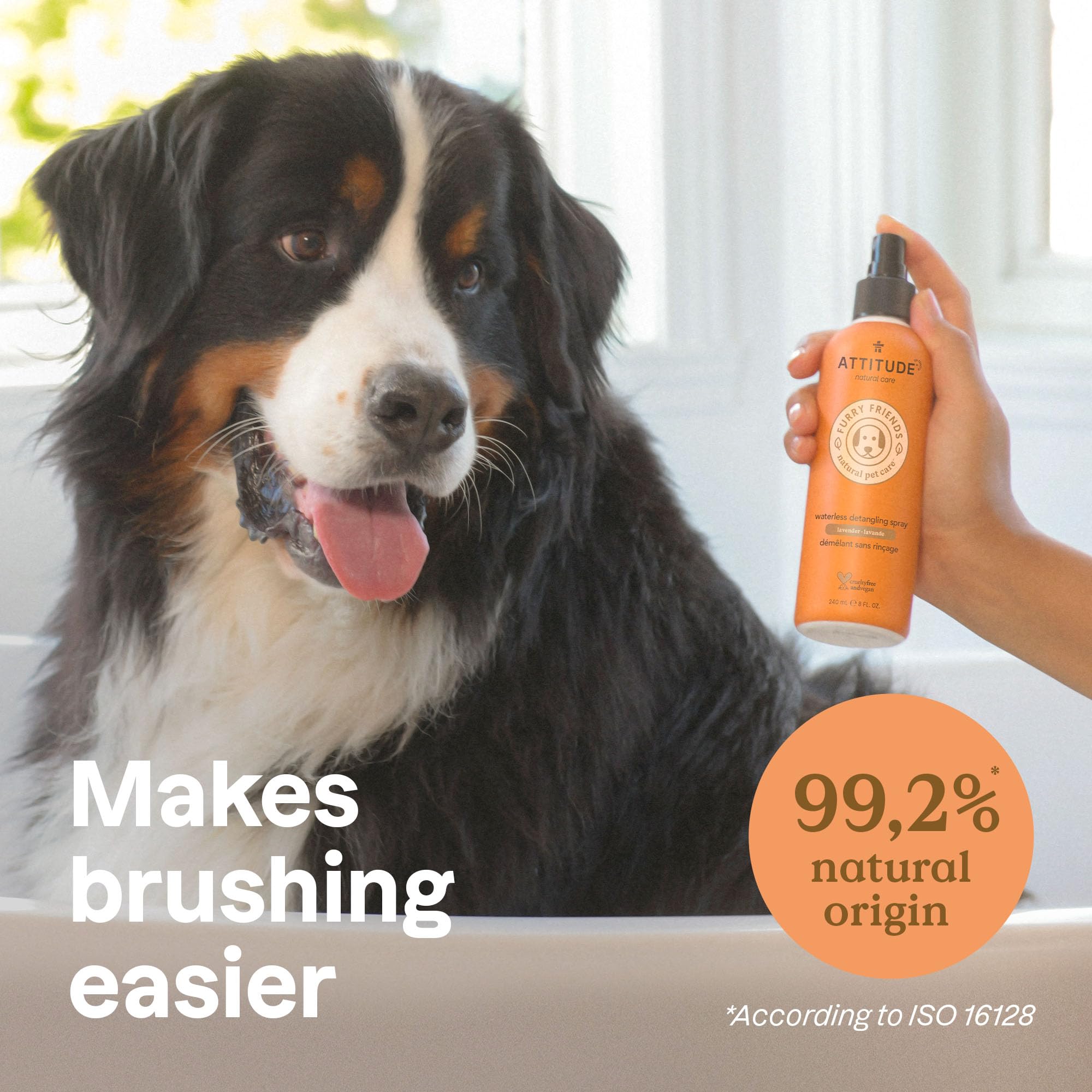 ATTITUDE Waterless Anti-Itching Detangling Spray for Pets, Plant and Mineral-Based Ingredients, Vegan and Cruelty-Free Animal Gr