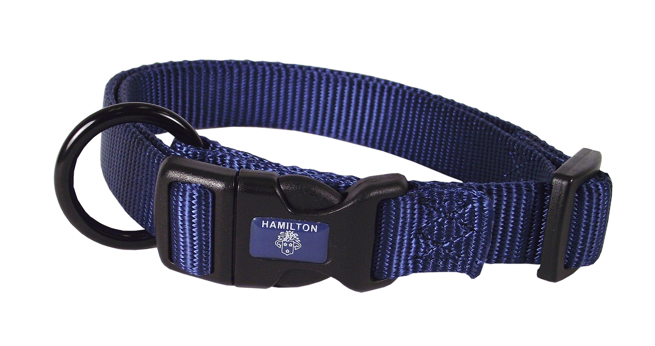 Hamilton Adjustable Nylon Dog Collar, Navy Blue, 3/4'' x 16-22''