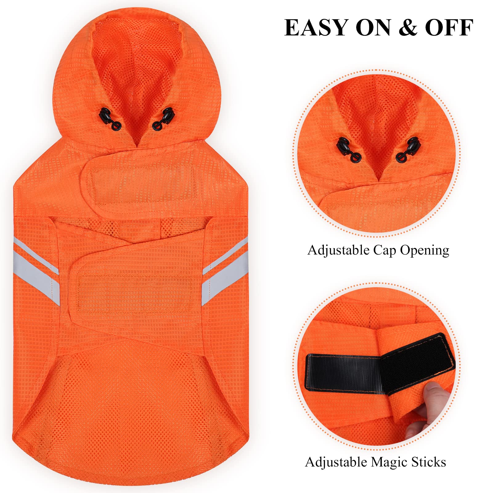 Vivaglory Dog Raincoat for Medium Dogs, Orange, Lightweight, Reflective, Easy On & Off, M (22"-26" Chest Girth)