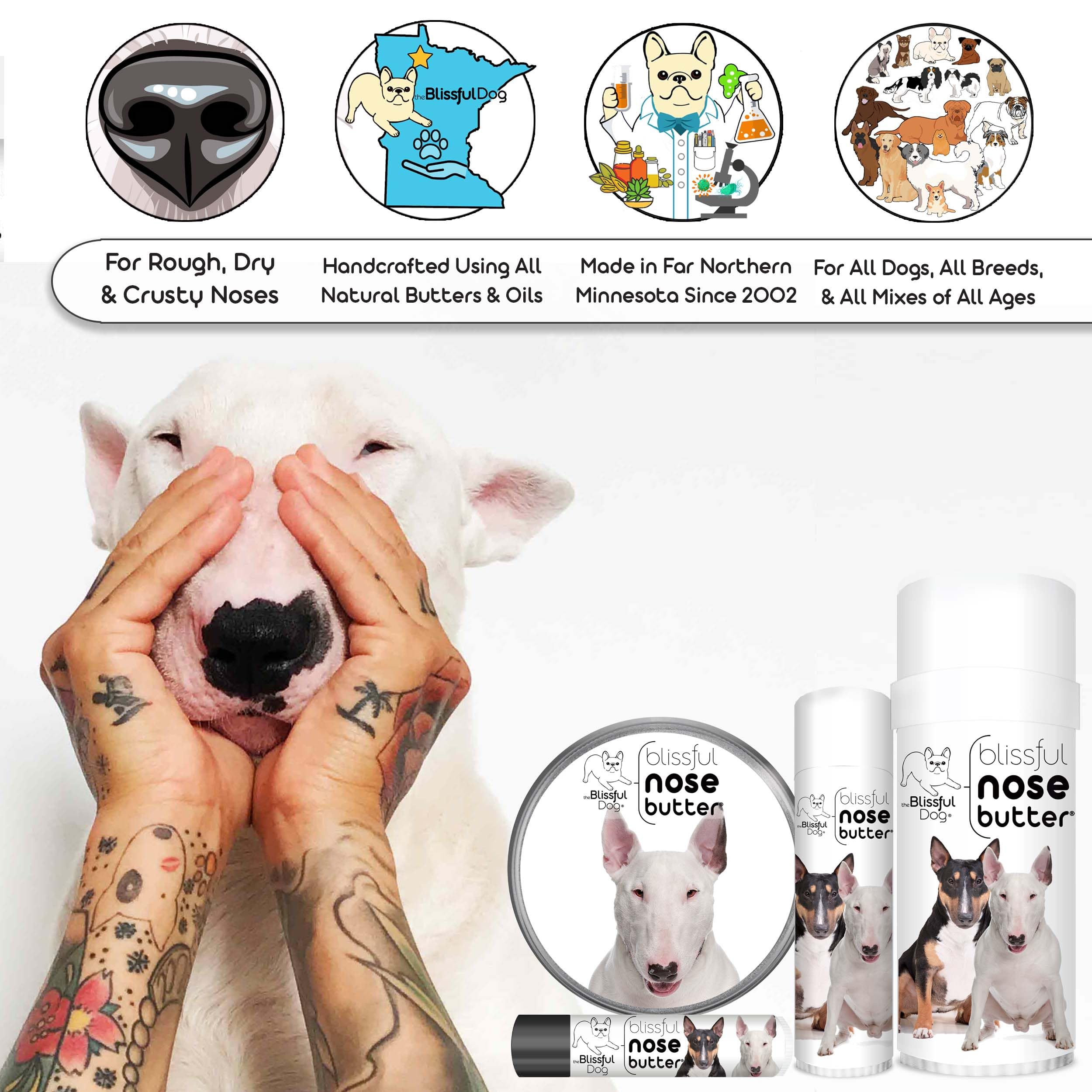 The Blissful Dog Bull Terrier Unscented Nose Butter, 4 oz