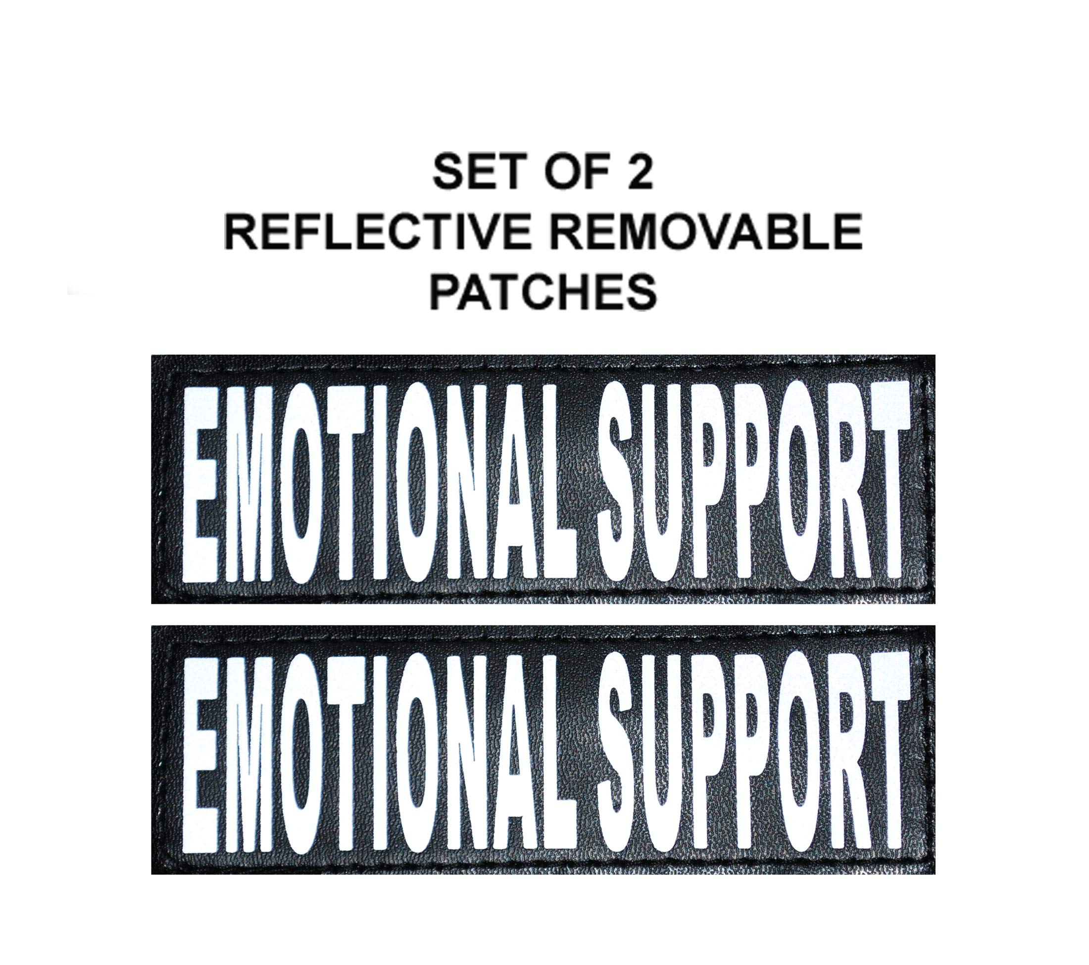 Doggie Stylz Set Of 2 Reflective Emotional Support Removable Patches With Hook Backing For Working Dog Harnesses & Vests. Durable And Interchangeable - Comes In 3 Sizes Small, Medium And Large
