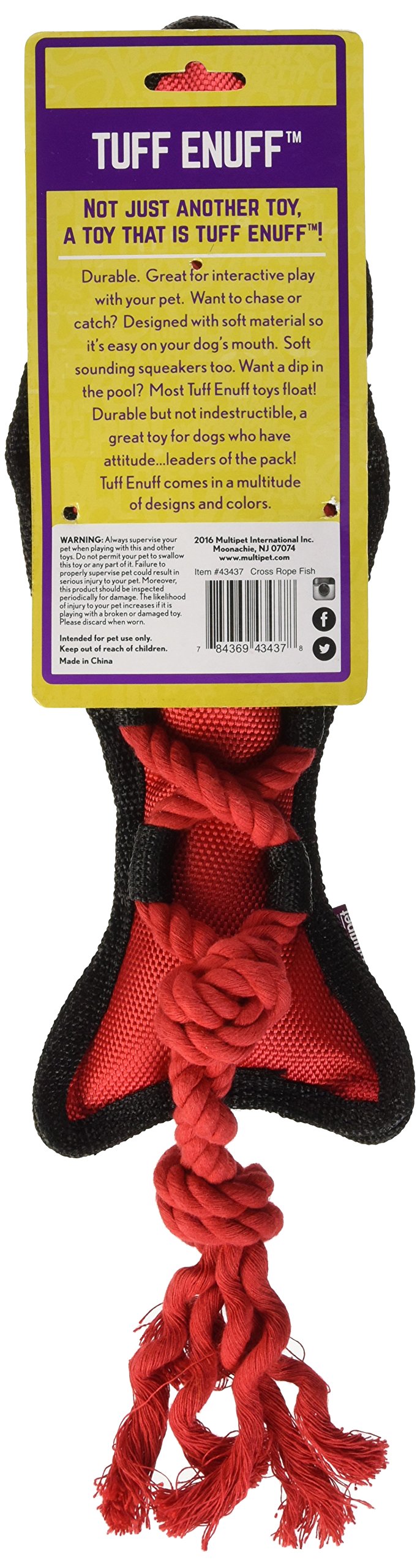 Multipet Cross-Ropes Fish Tough Dog Toy, 11.5'