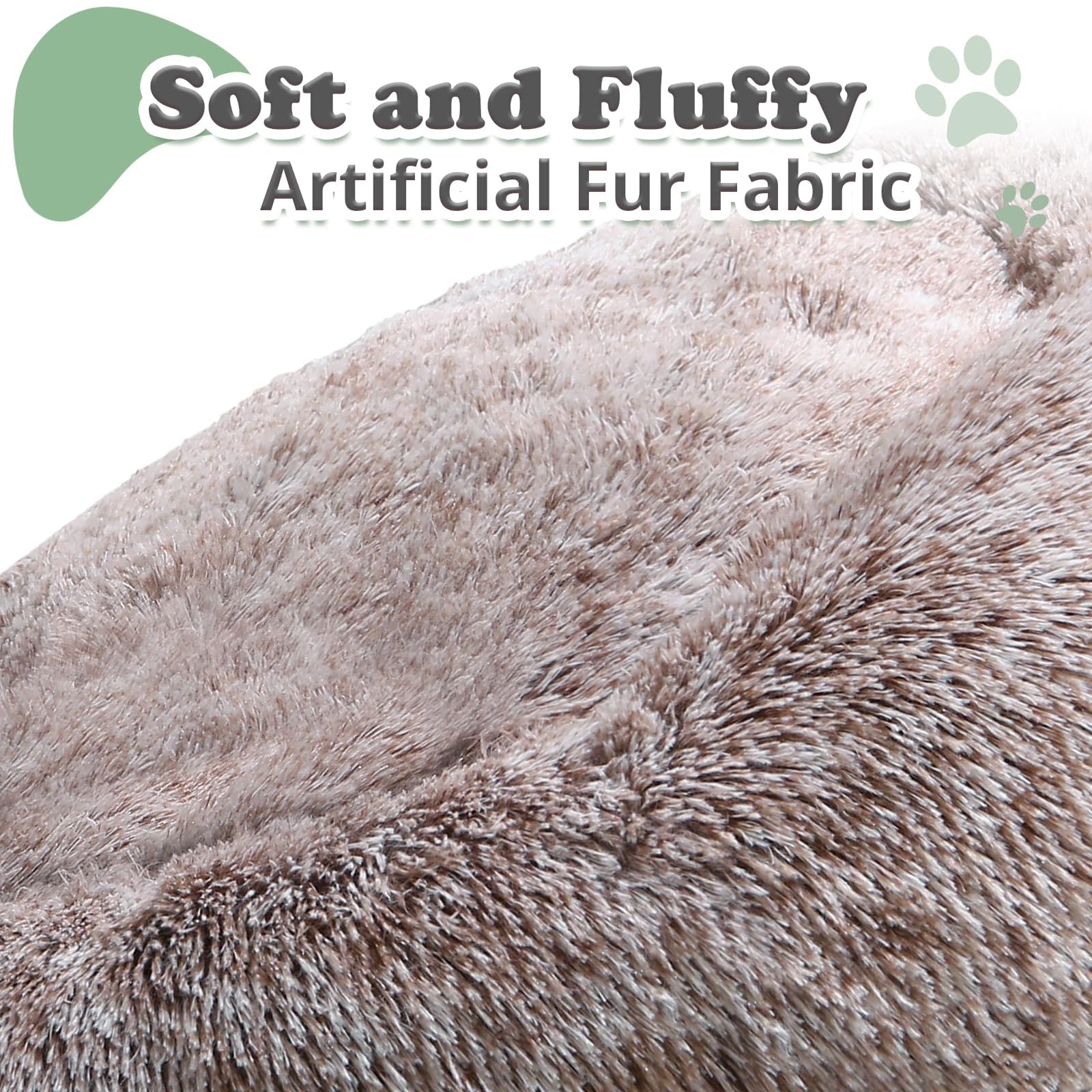 JOLLYVOGUE Dog & Cat Bed, Calming Faux Fur Donut Cushion for Small Pets, 20" Brown