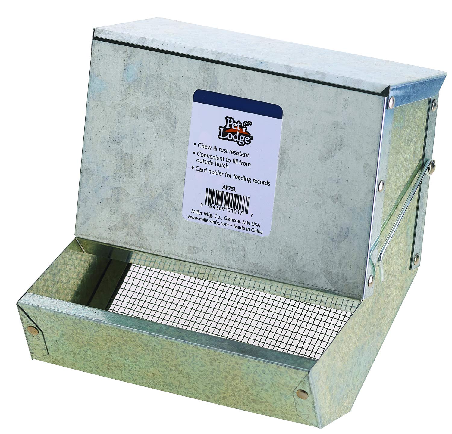 Pet Lodge Small Animal Feeder with Lid and Sifter Bottom | Outdoor Gravity Feeder for Rabbits, Ferrets and Other Small Animals |