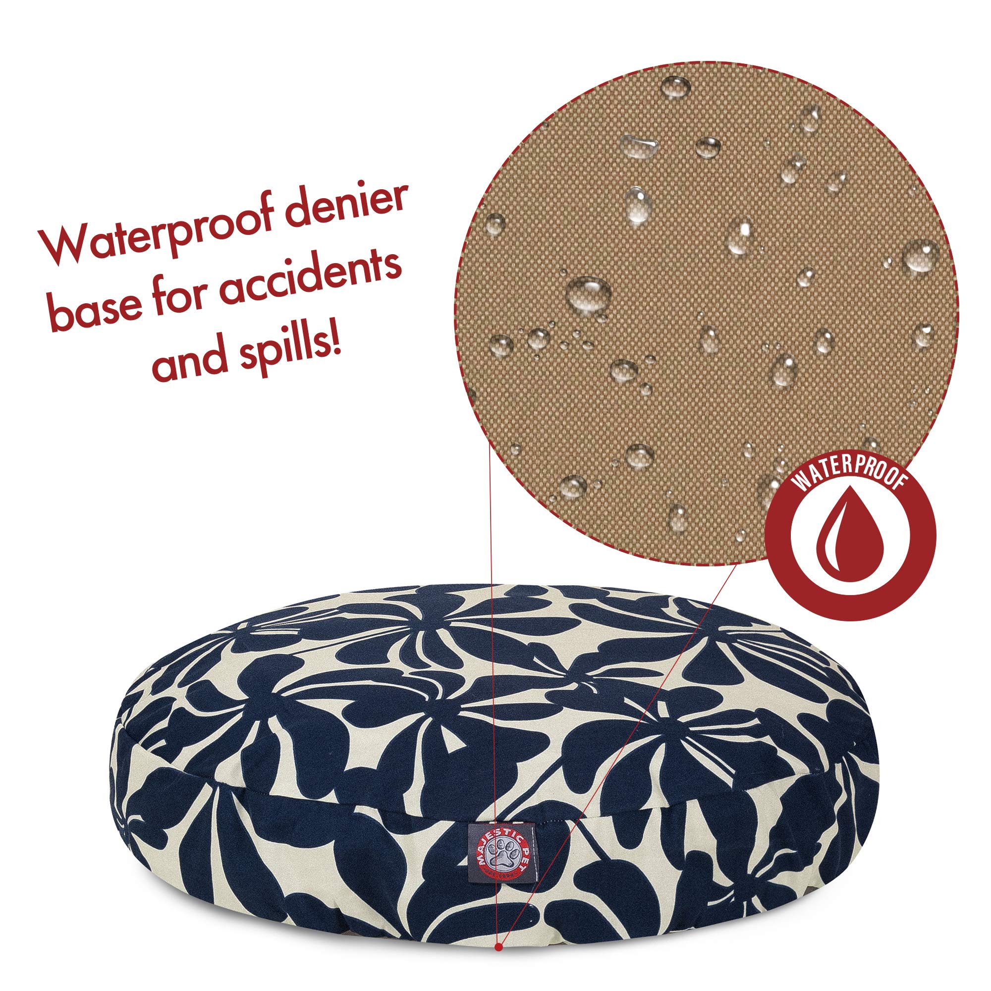 Navy Blue Plantation Small Round Indoor Outdoor Pet Dog Bed With Removable Washable Cover By Majestic Pet Products