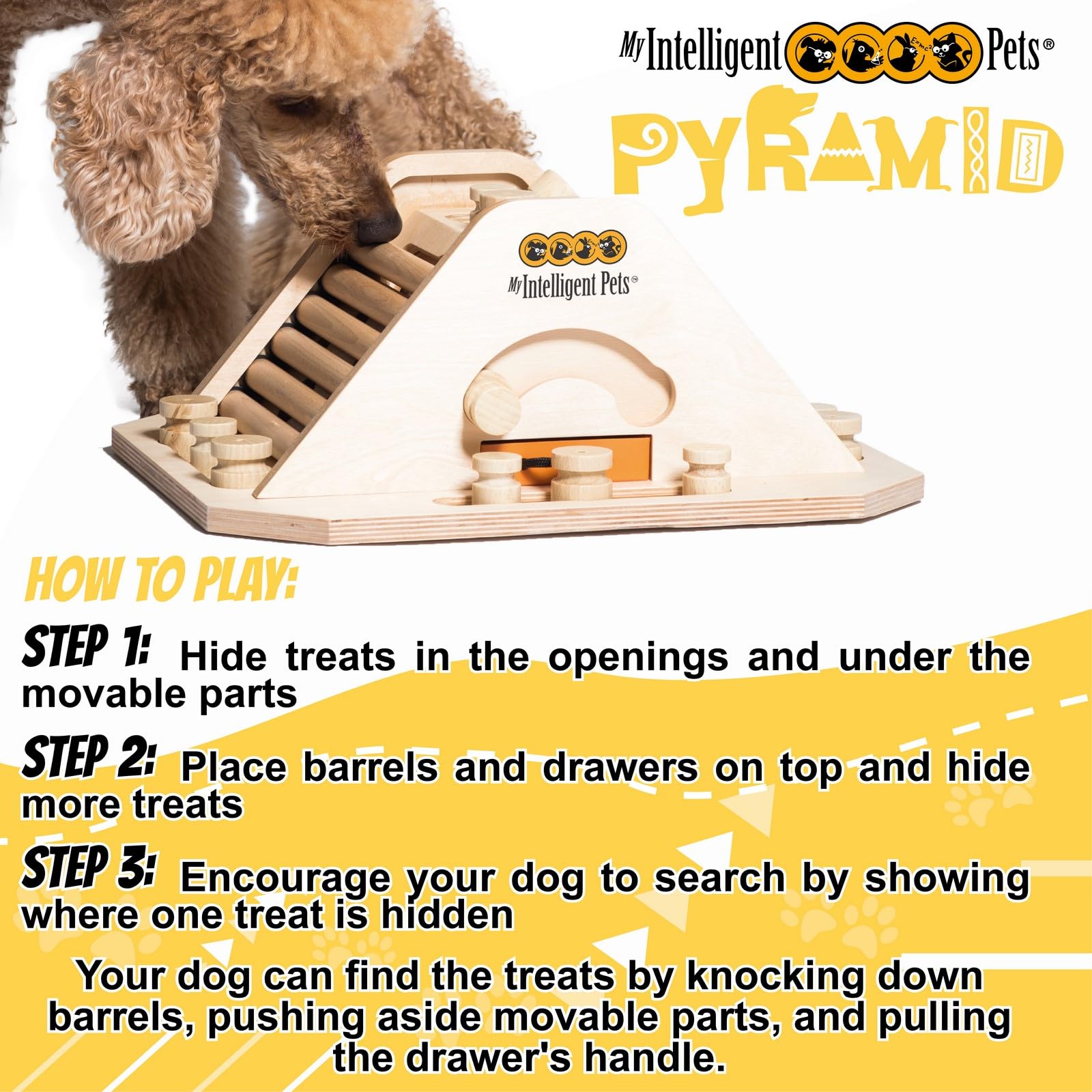 My Intelligent Dogs Pyramid - Brain Game for Dogs, Interactive Wooden Puzzle Toy for Mental Stimulation, Boredom Buster for Smar