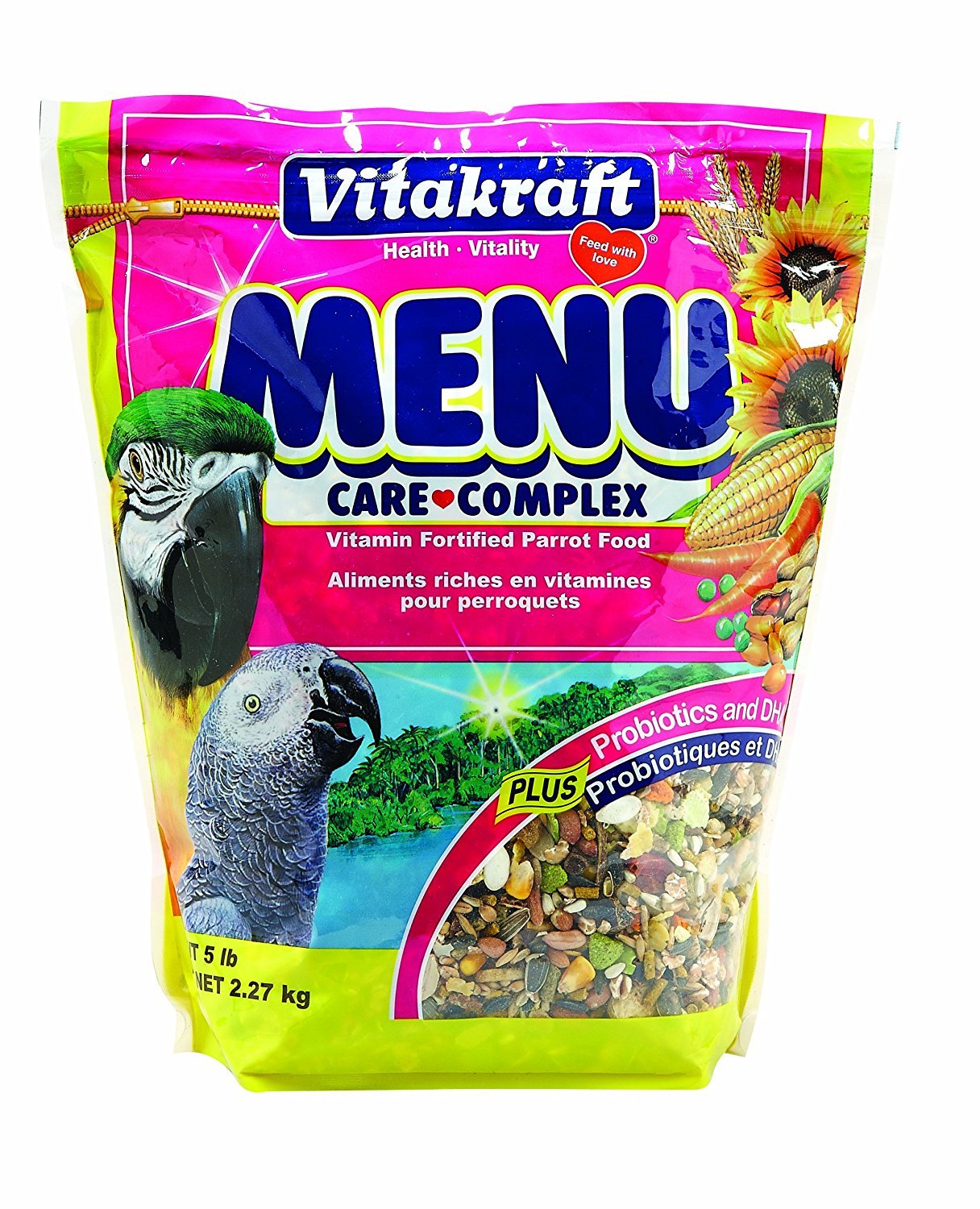 Vitakraft Menu Premium Parrot Food - Vitamin-Fortified - Macaw, Amazon, Conure, and Parrot Food for Large Birds 5 Pound (Pack of