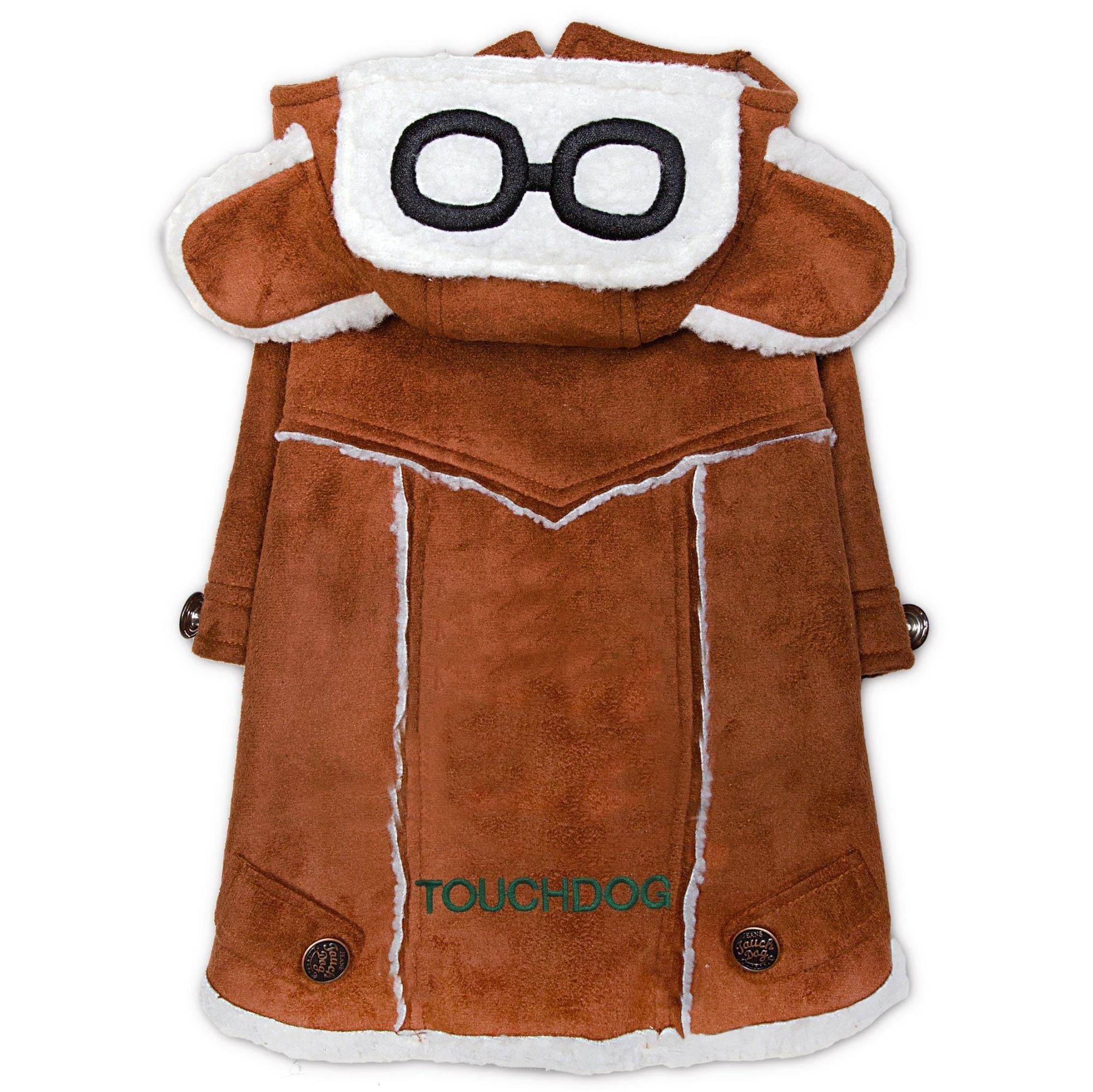 Touchdog Tuskegee Aerovintage Designer Dog Coat , Large, Brown