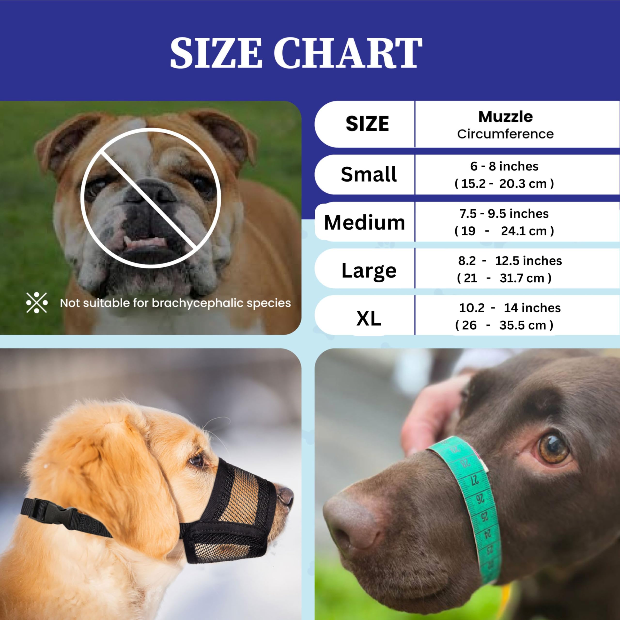 Evollax Large Dog Muzzle - Adjustable Air Mesh, Black, Prevents Biting, Size L (7.9'' - 9.4'')