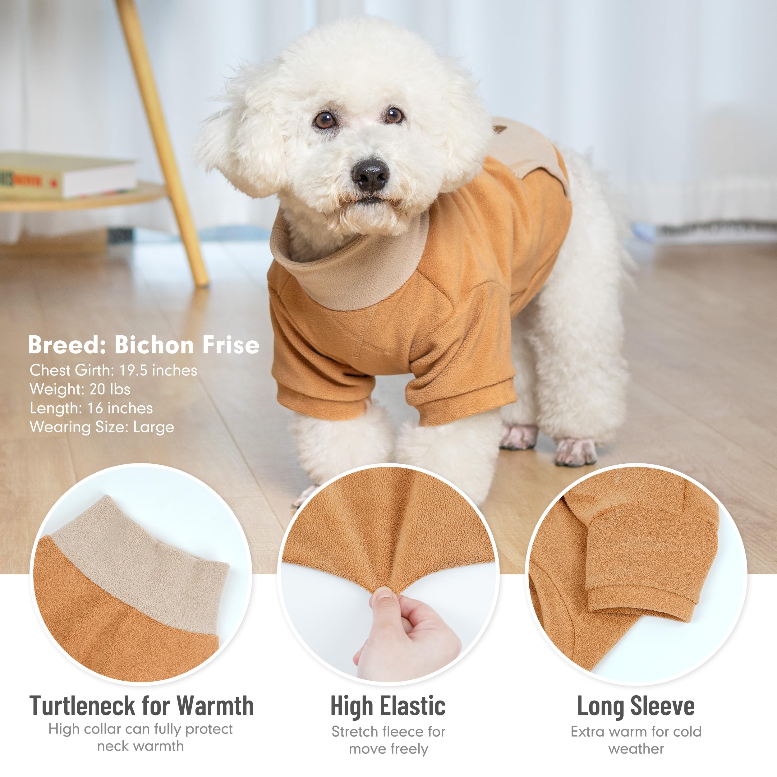 Cyeollo 2 Pack Dog Sweaters For Large Dogs, Soft Turtleneck Large Dog Sweaters Male Female, Warm Dog Sweatshirt, Stretchy Comfor