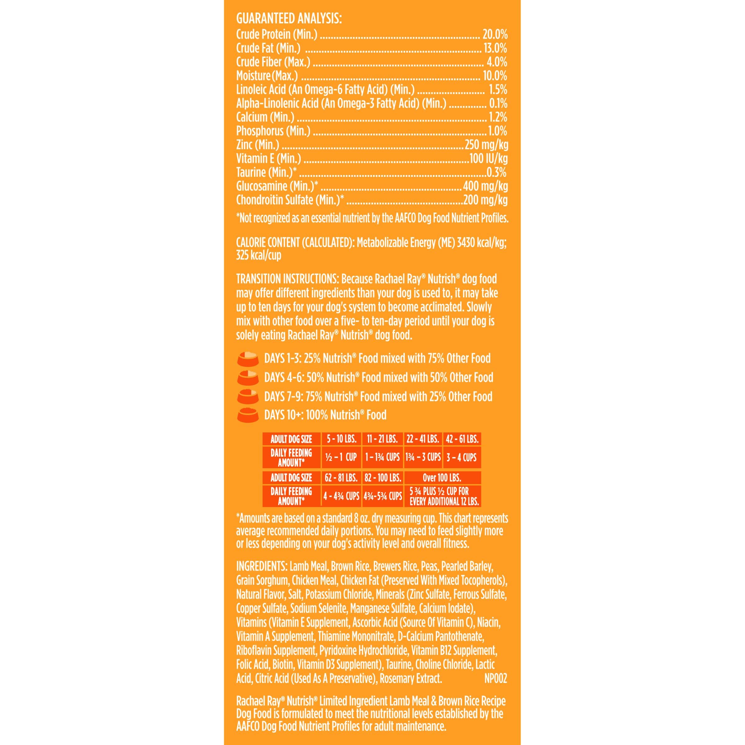 Nutrish Limited Ingredient Lamb Meal & Brown Rice Recipe Dry Dog Food, 14 lb. Bag, Packaging May Vary (Rachael Ray)