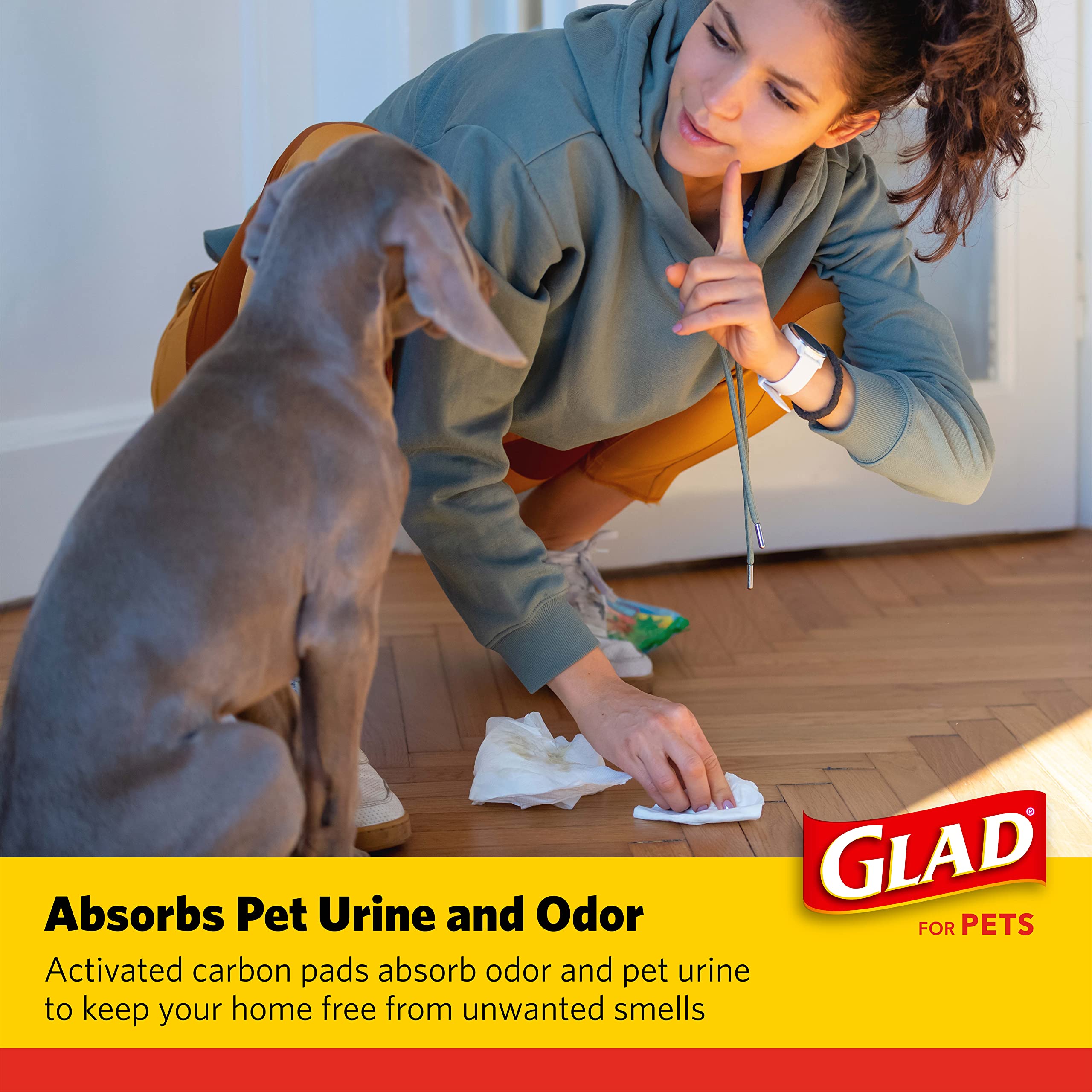 Glad for Pets Puppy Pads, 100 Count - 2 Pack, Gray - Charcoal Absorb & Neutralize Urine, Improved Quality, Model FF8654PCS2