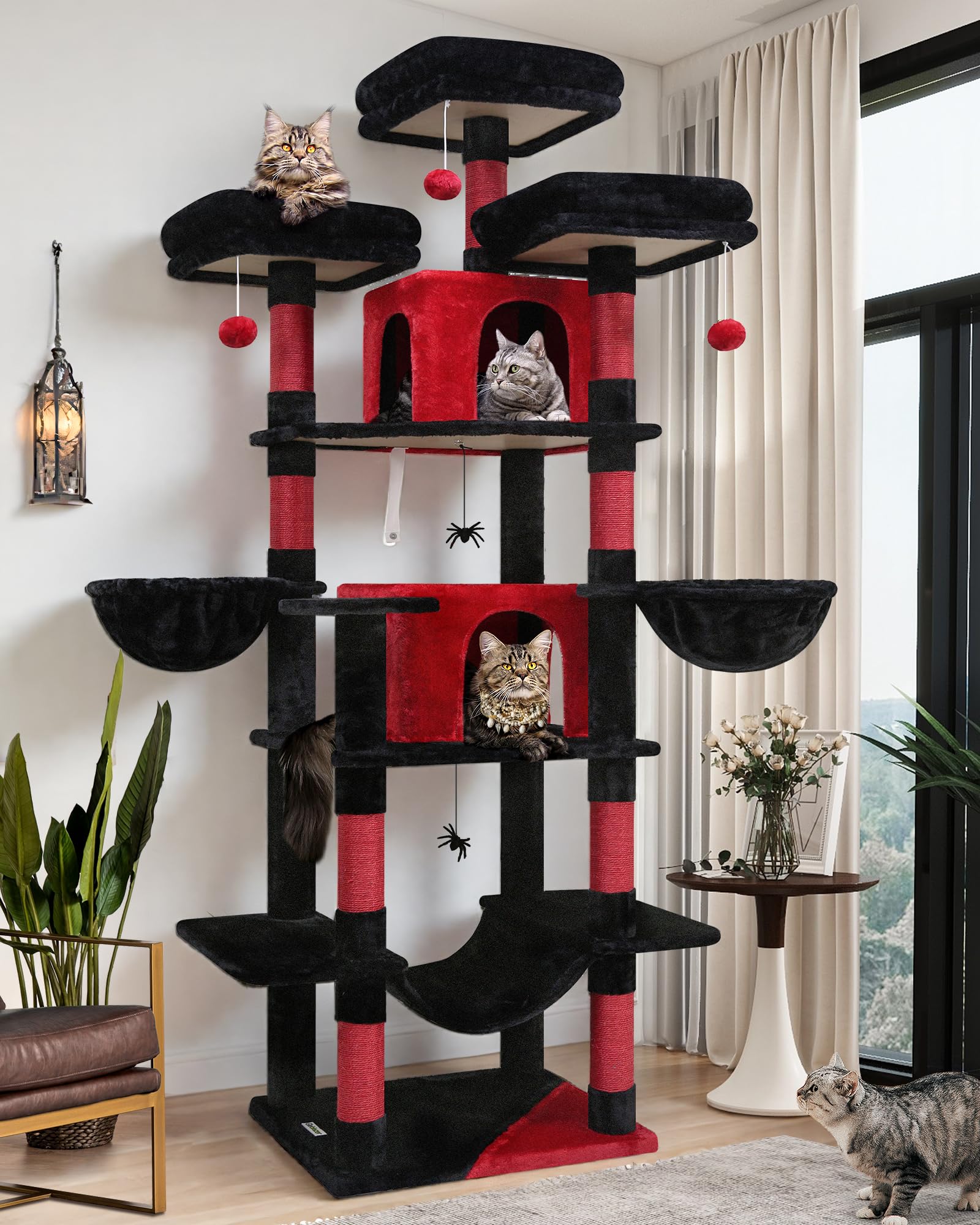 Globlazer F80 Big Cat Tower For Indoor Cats, 80Inch Cat Tower For Multiple Adult Cats Xxl Cat Tree With Scratching Post, Hammock