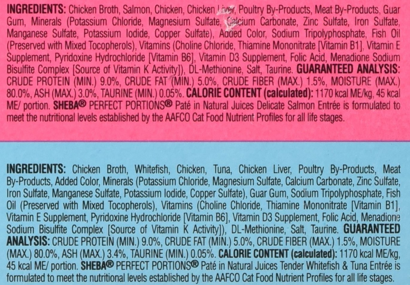 Sheba Premium Cat Food Perfect Portions Multipack - Delicate Salmon Entree And Tender Whitefish & Tuna Entree- 24 Ct