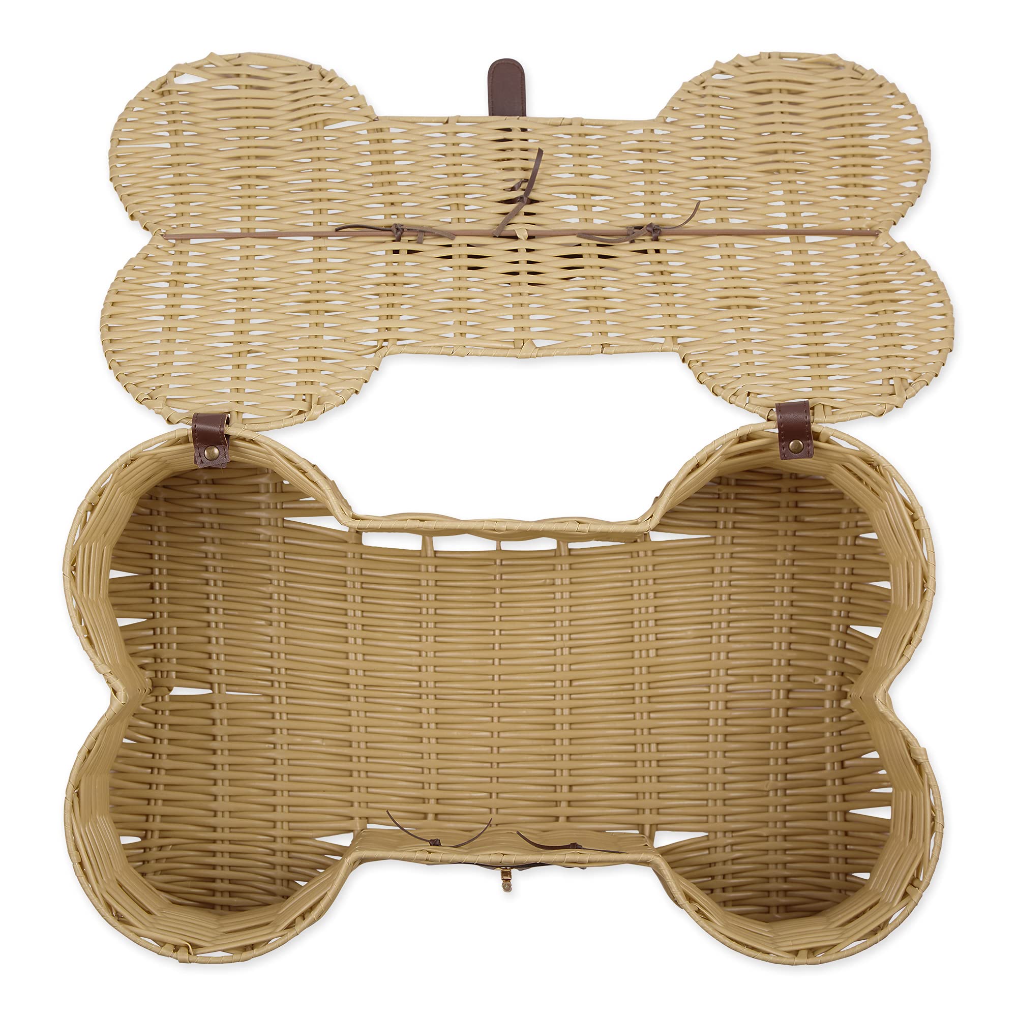 Bone Dry Pet Storage Collection Toy Basket, Medium, 21x13x8, Beige Plastic Wicker