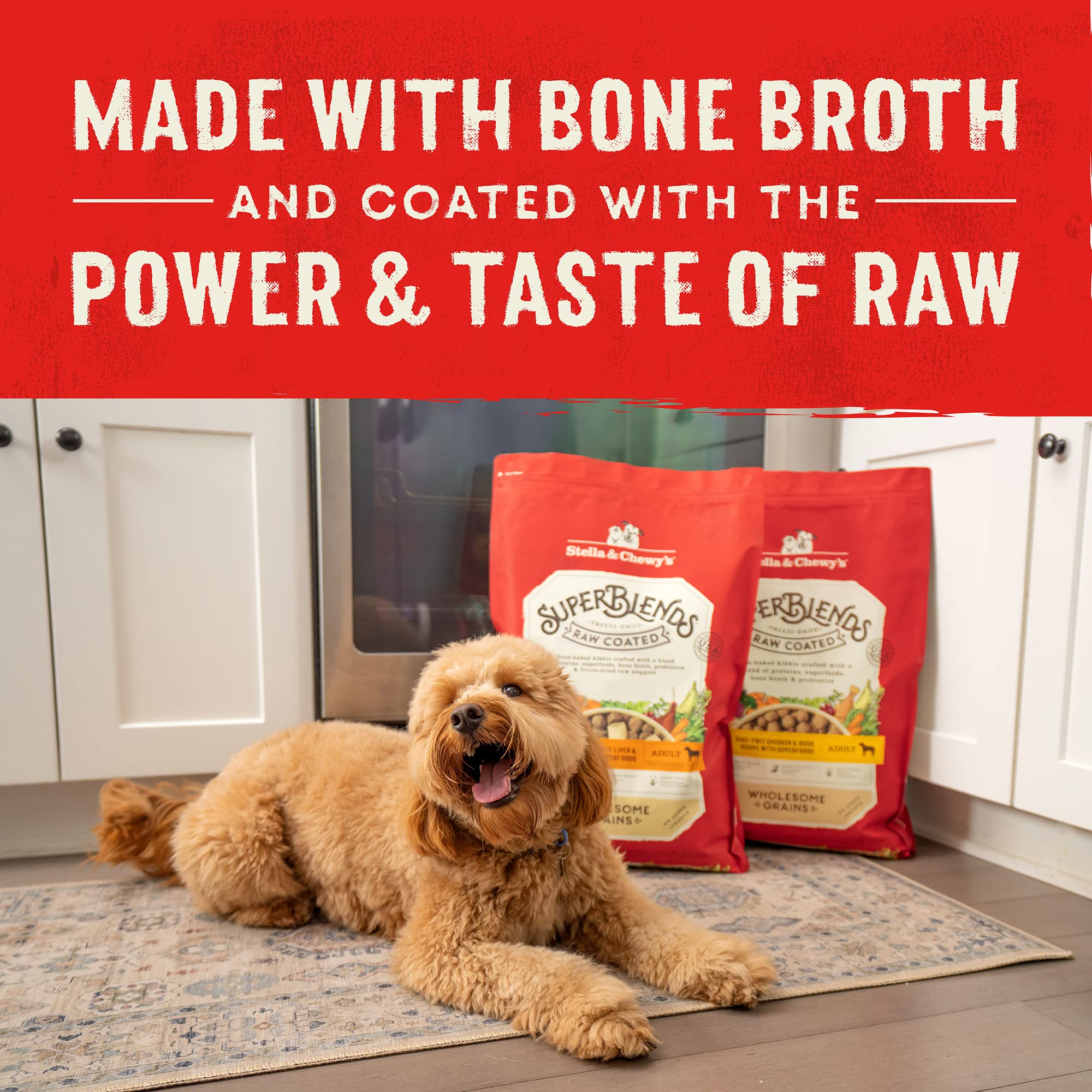 Stella & Chewys SuperBlends Raw Coated Wholesome Grains Grass-Fed Beef, Beef Liver & Lamb Recipe with Superfoods, 3.5 lb. Bag