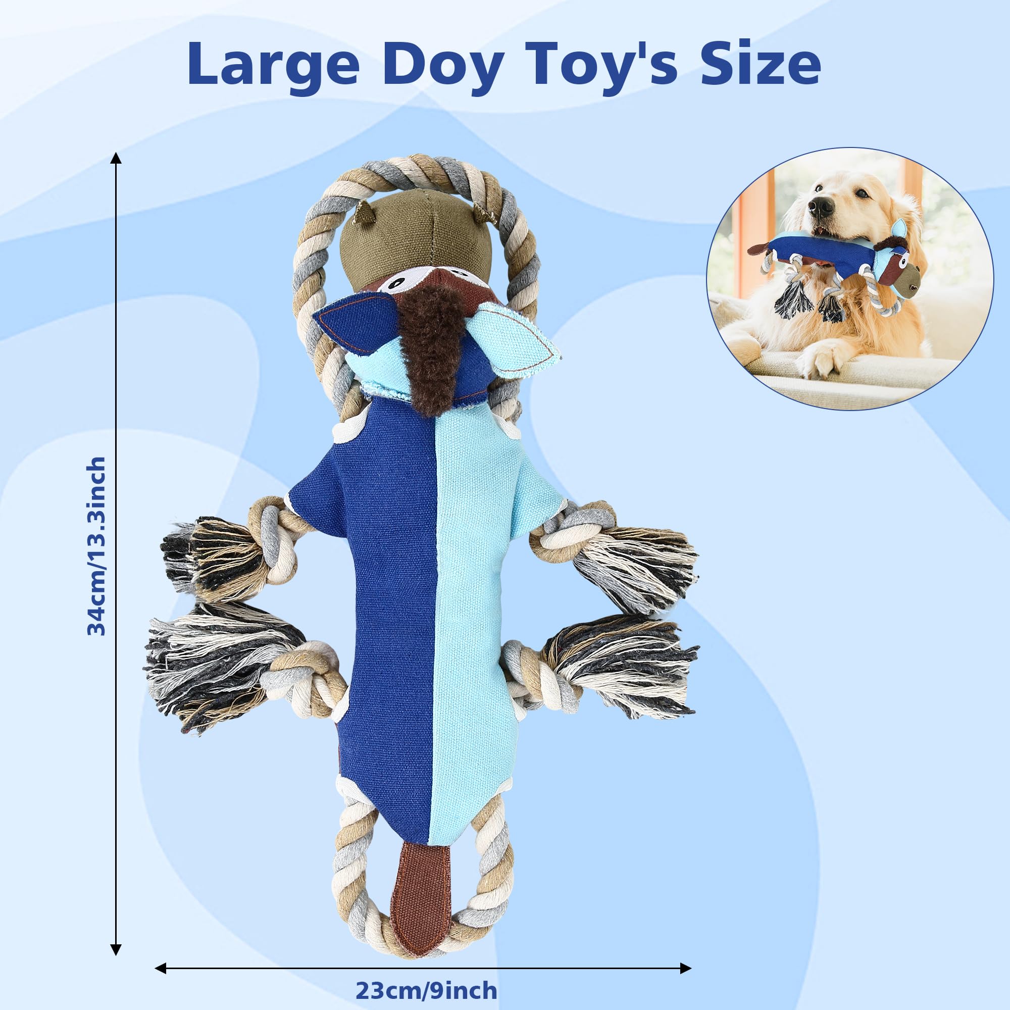 Iokheira Dog Toys For Aggressive Chewers,Tough Indestructible Dog Toys,Squeaky Dog Toys For Large Dogs,Durable Dog Chew Toys-Don