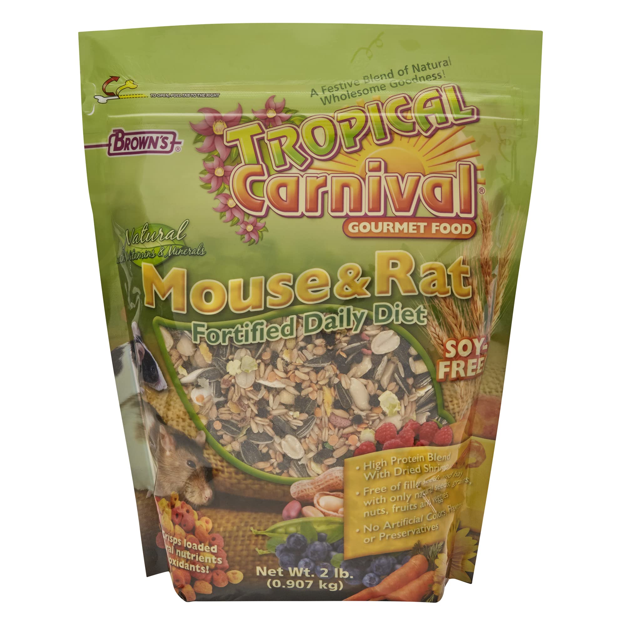 F.M. Browns Tropical Carnival, Gourmet Pet Mouse and Rat Food with Fruits, Veggies, Seeds, and Grains, Vitamin-Nutrient Fortifi
