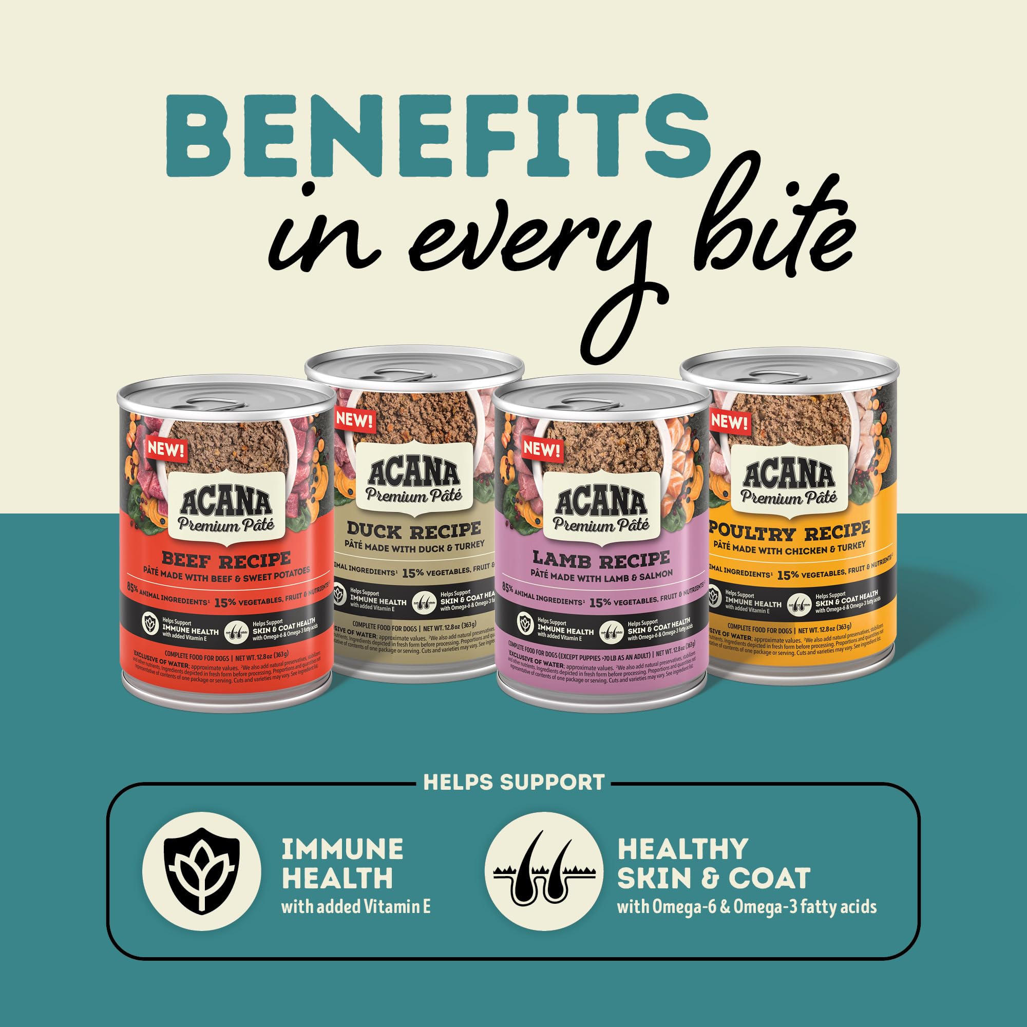 ACANA Premium Pate in Bone Broth Grain-Free Wet Dog Food Beef Recipe 12.8oz Cans (12 Count)