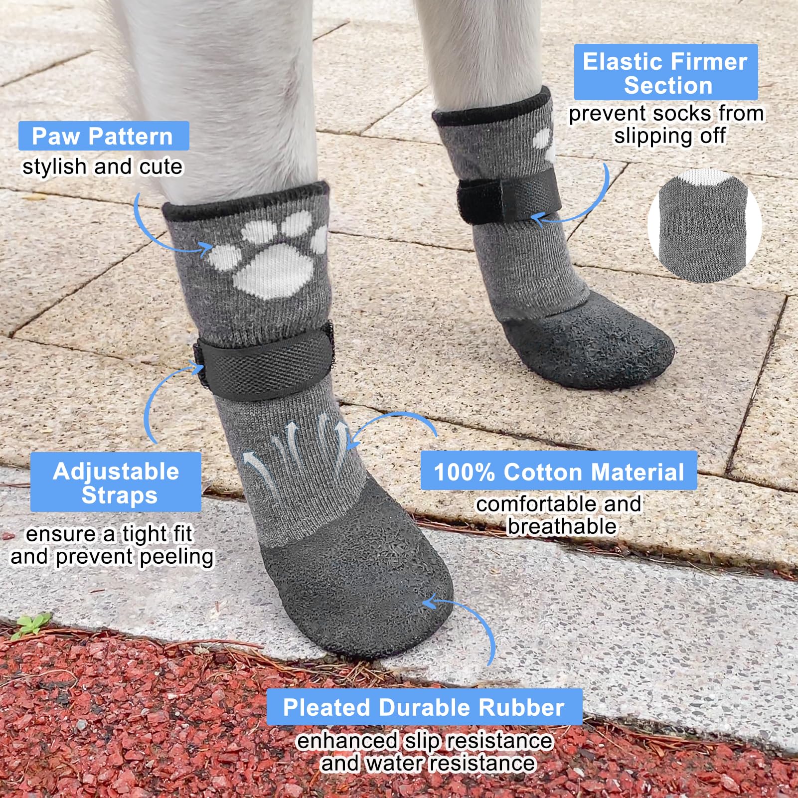 Beautyzoo Anti Slip Dog Boots & Paw Protectors For Hot Pavement To Prevent Licking,Waterproof Dog Shoes For Small Medium Large S