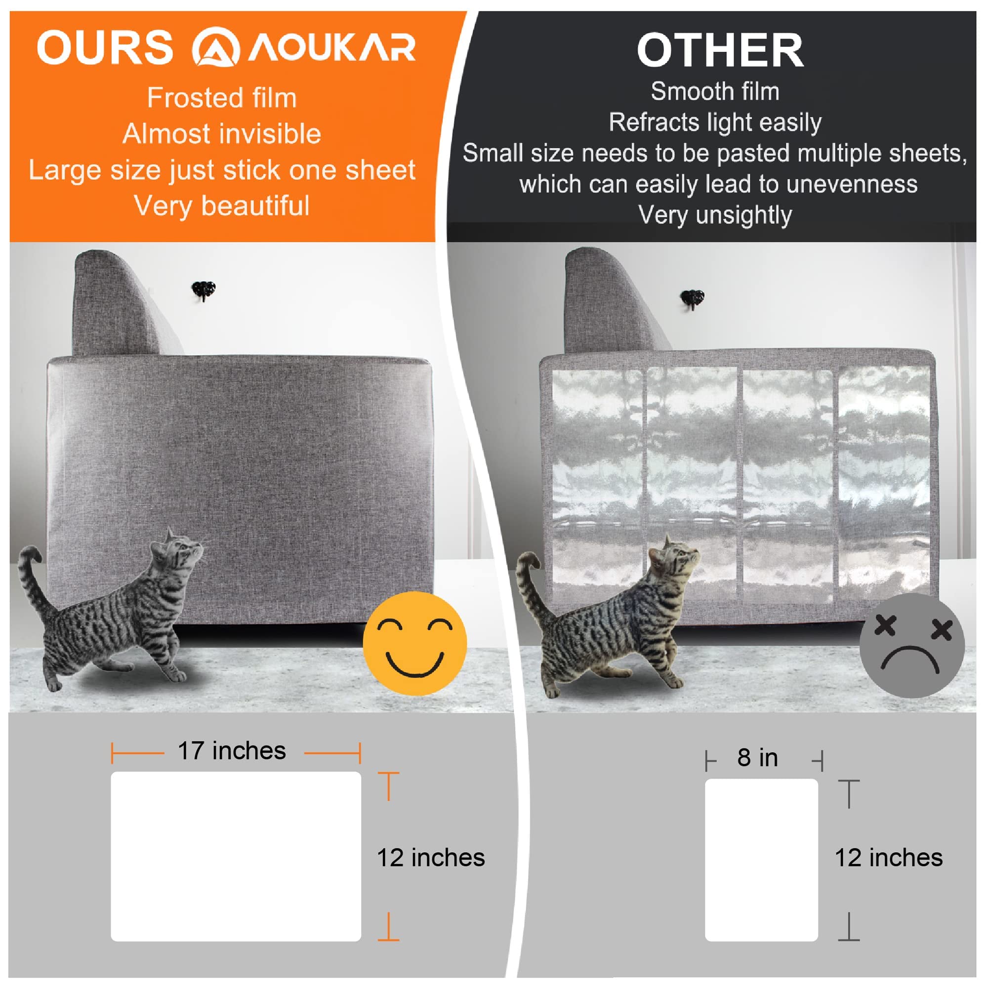 Anti-Cat Scratch Furniture Protector From Cats Scratching-18-Pack Clear Sofa Guard Tape For Couches, Deterrent Pet Protection Fi