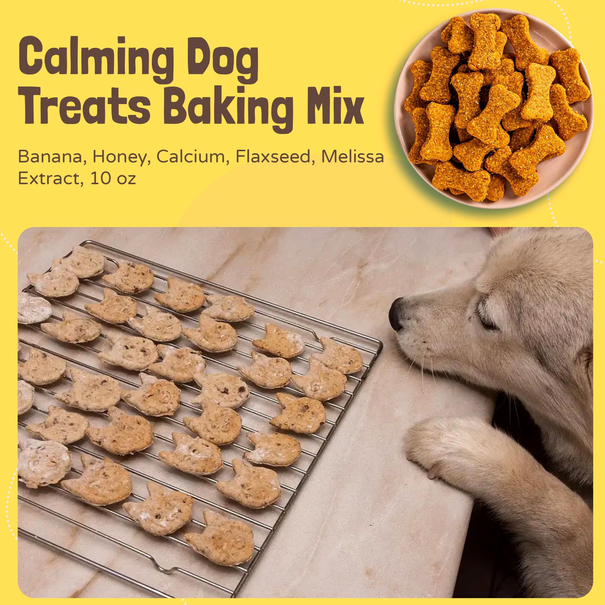 Healthy Calming Dog Treat Baking Mix (Pack of 1) - Natural Chamomile, Valerian Root & Banana Pup Biscuit Mix - Vet-Recommended H