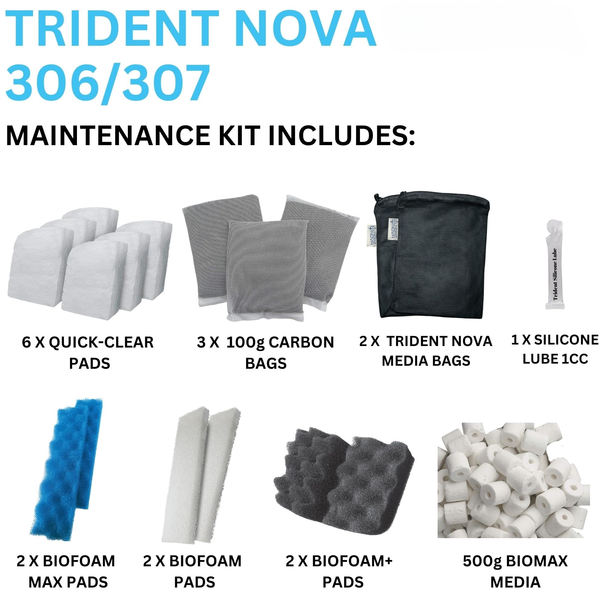 Trident Nova Filter Media 306/307 Filter Media Canister Filter Maintenance & Replacement Filter Media Kit, Including Trident Nov