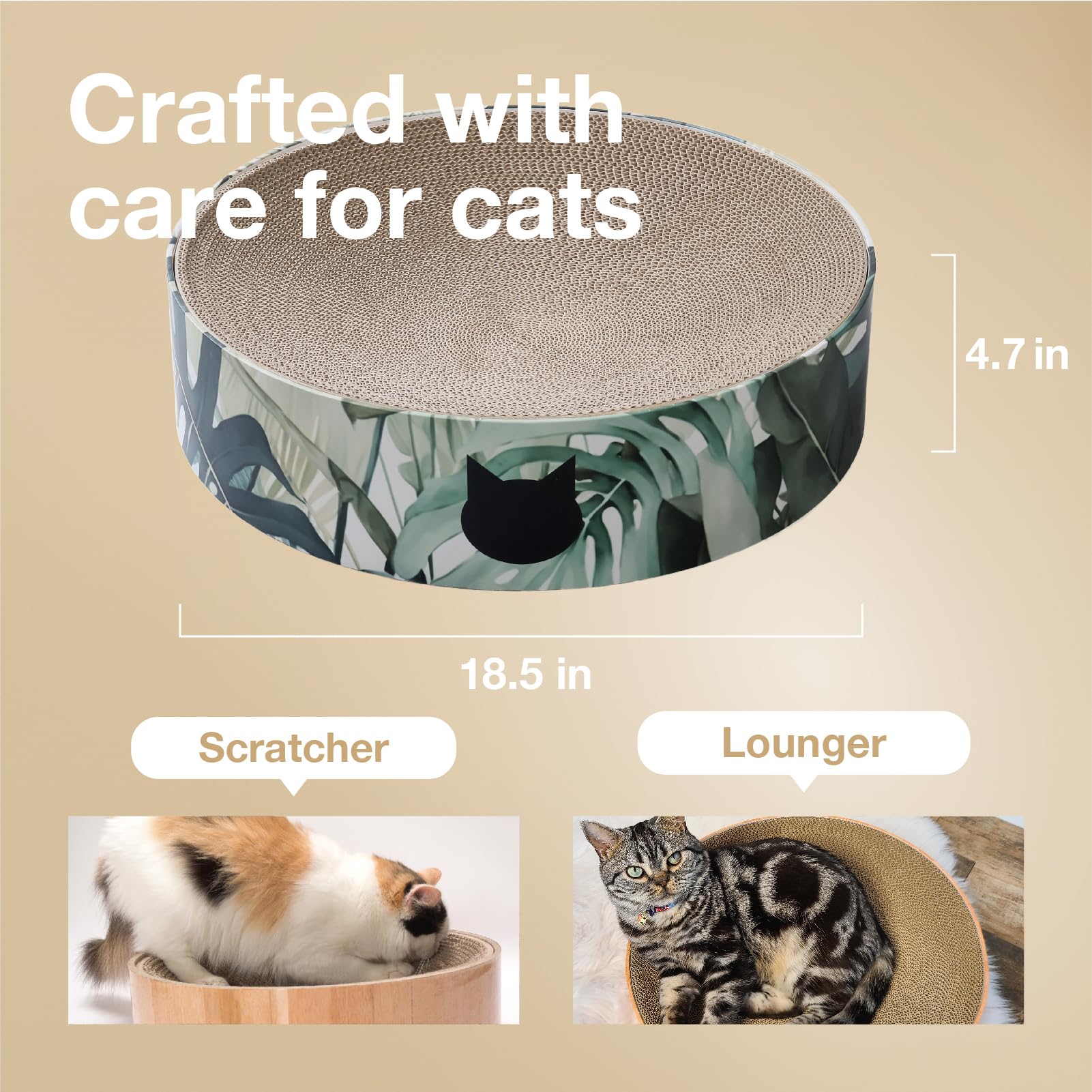 Necoichi Cat Scratcher Bowl for Indoor Cats - Cat Scratching Lounger with Reversible Usability and Extra Comfort for Lounge, Car