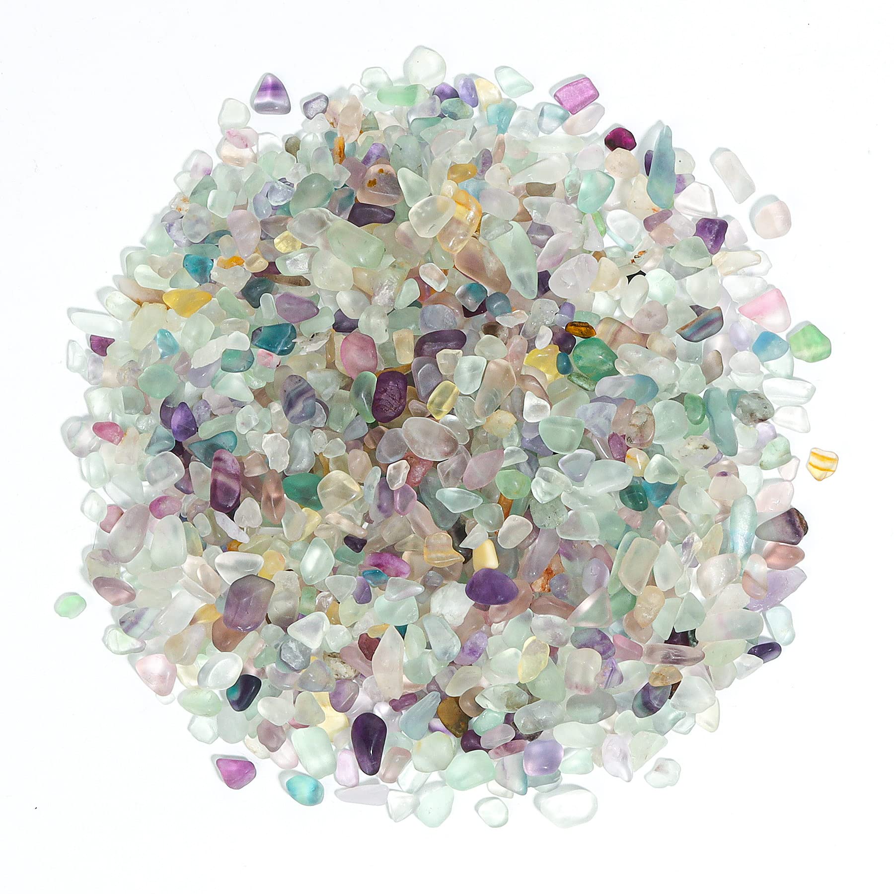 T4U Crystal Chips Stone Crushed Quartz Glass 0.5Lb - Fluorite Tumbled Gravel Small Decorative Pebbles Bulk, Mini Polished Rocks 