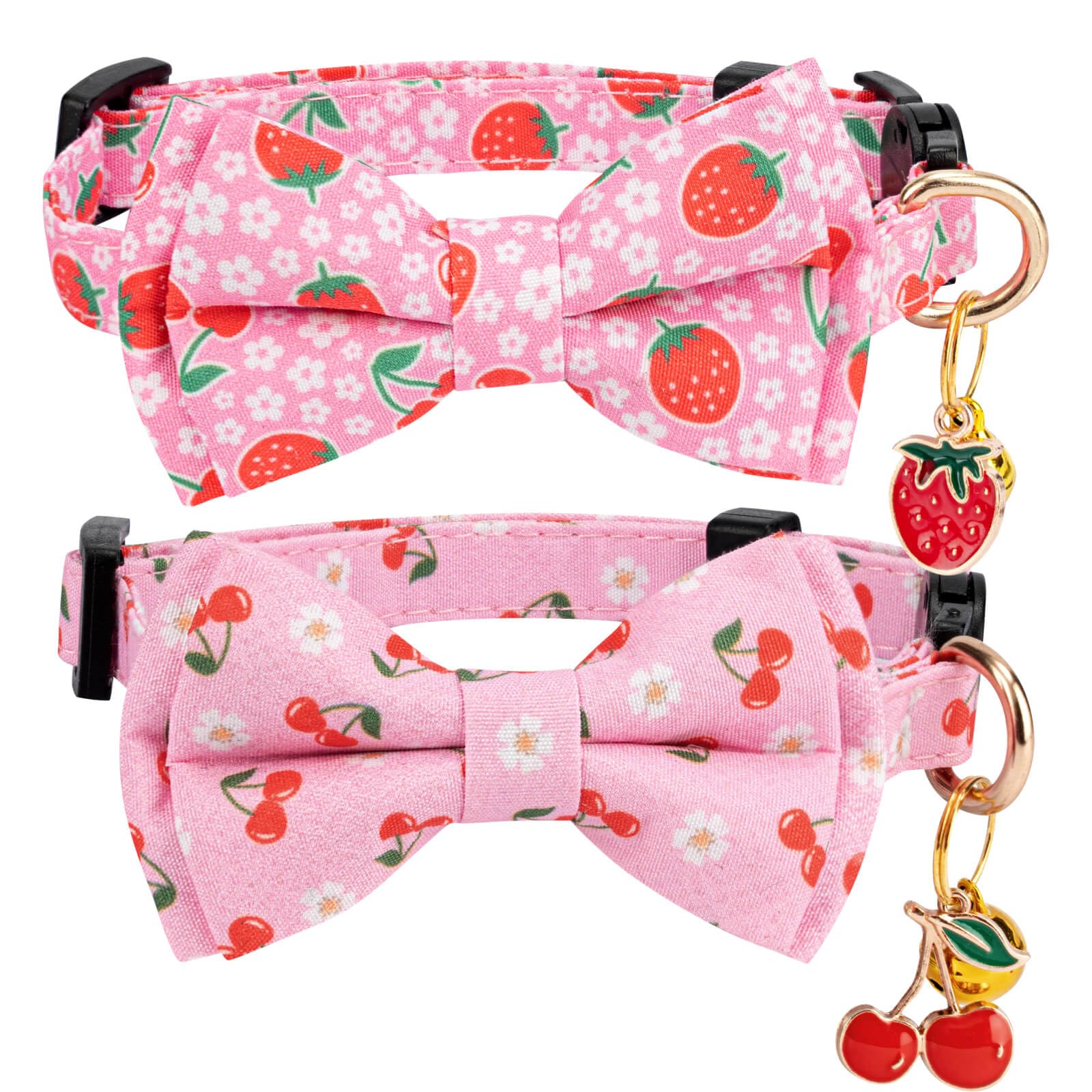 Gelwoo 2 Pack Breakaway Cat Collar With Removable Bow Tie And Bell For Boy Girl Cats,Cute Cotton Kitten Collar With Purple Laven
