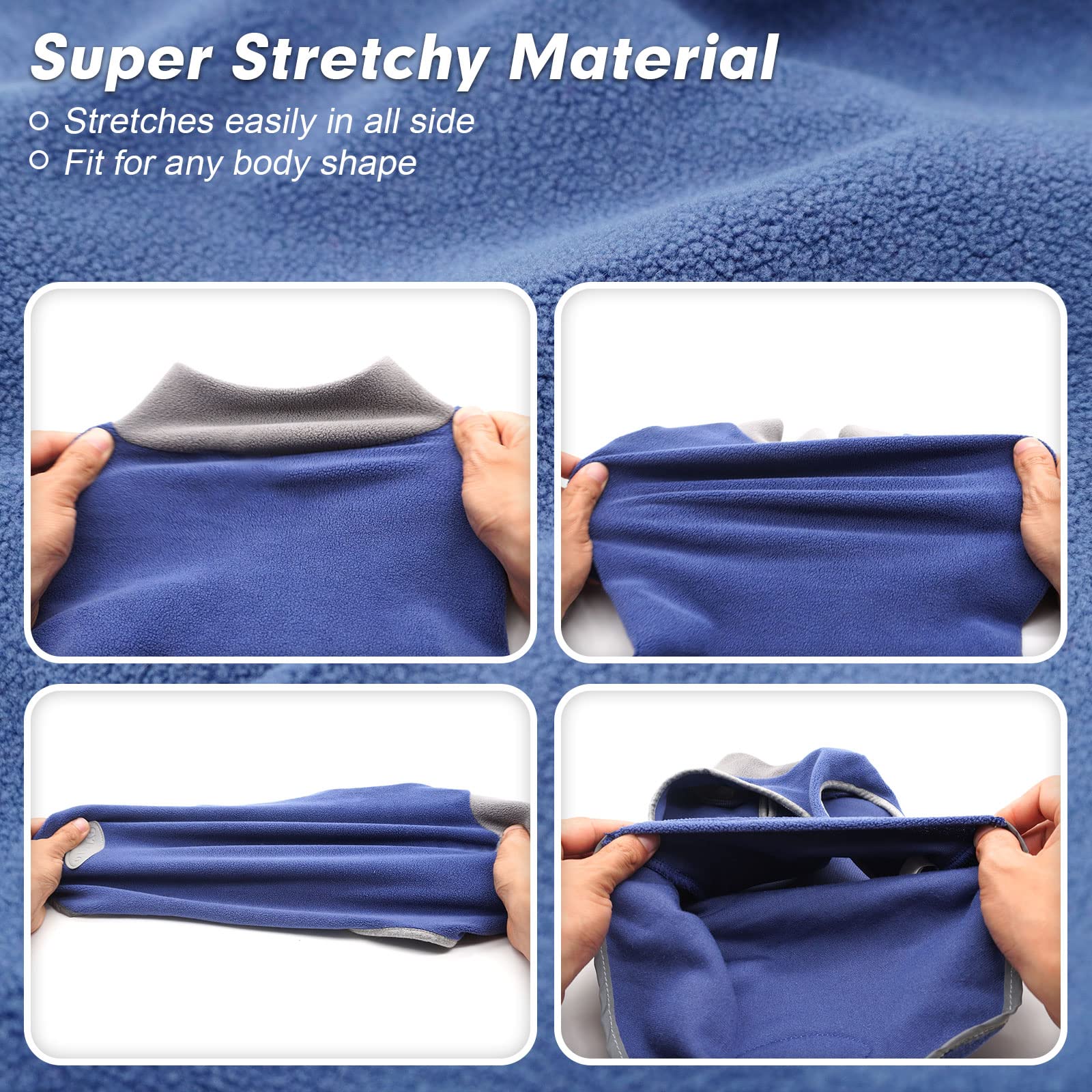 Cyeollo 2 Pack Dog Sweater Stretchy Sweatshirt Soft Fleece With Reflective Stripe Pullover Dog Jacket Pet Puppy Dog Clothes In Cold Weather Sweaters For Small Dogs Grey & Blue