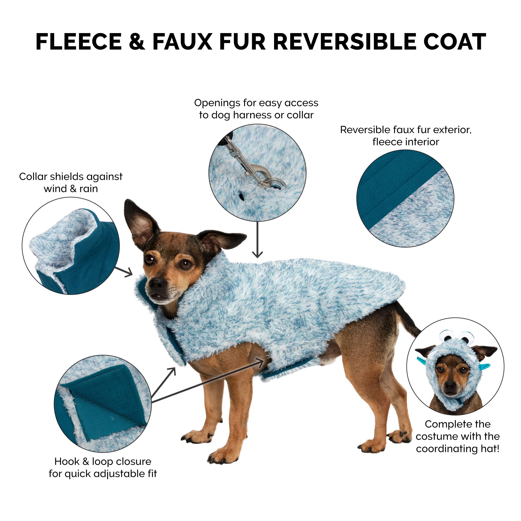 Furhaven Small Dog Coat - Reversible, Washable, Insulating, Marine Blue, Faux Fur & Quilted Fleece, Model 212419