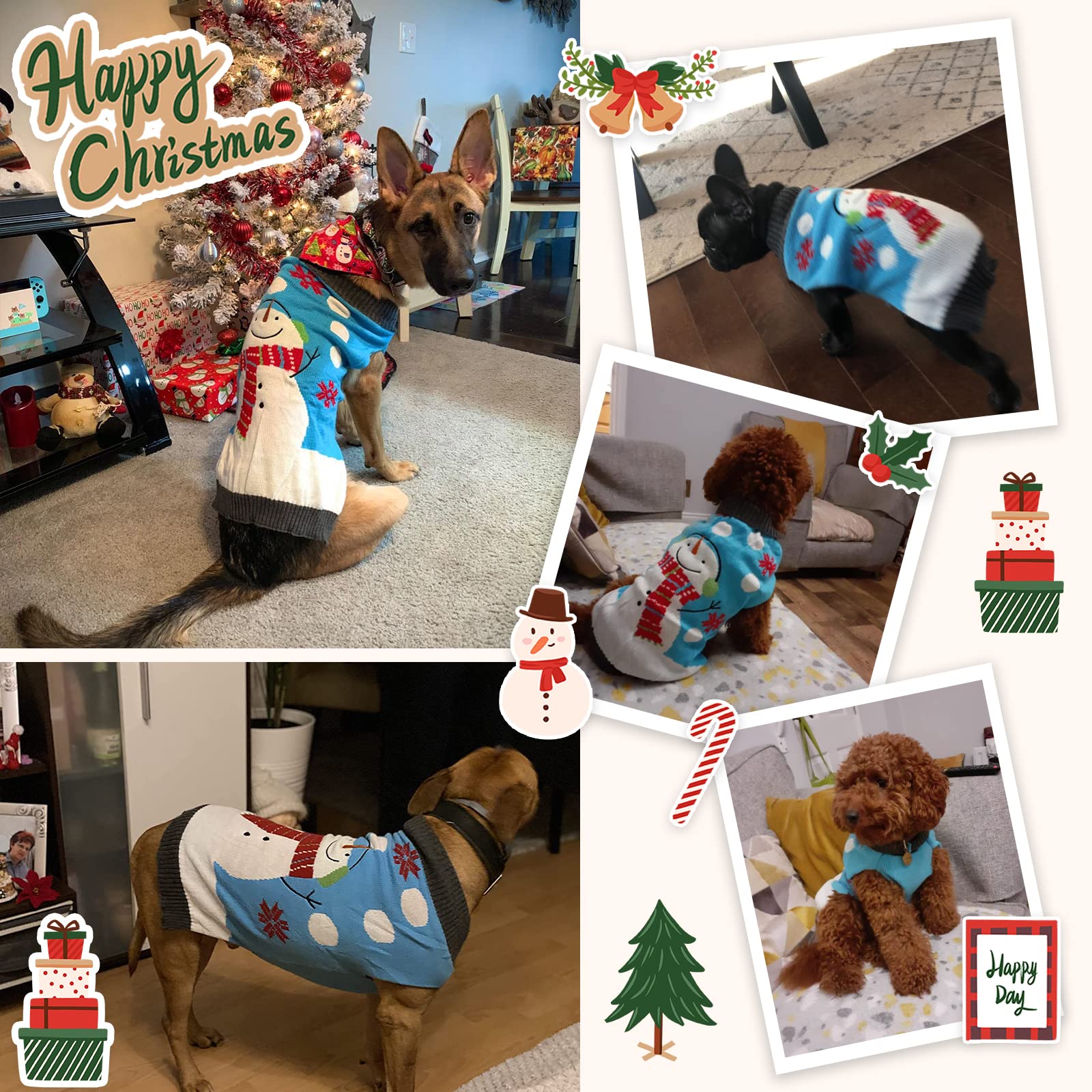 Doggyzstyle Pet Christmas Dog Sweaters Cute Animal Snowman Printed Puppy Xmas Costumes Winter Warm Turtleneck Jumpers Puppy Knit