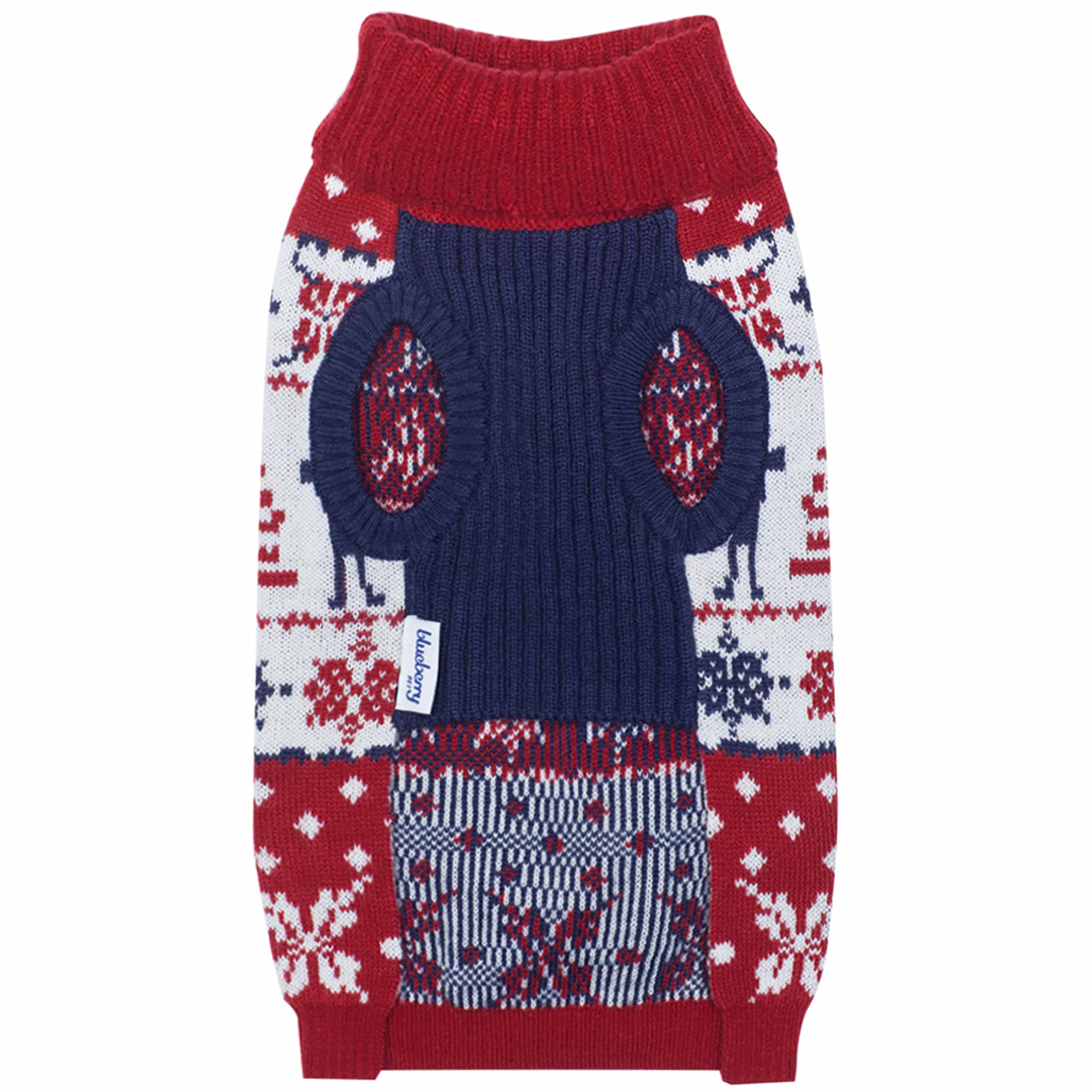 Blueberry Pet Christmas Snowflakes Holiday Festive Pullover Dog Sweater, Back Length 22', Pack Of 1 Clothes For Dogs