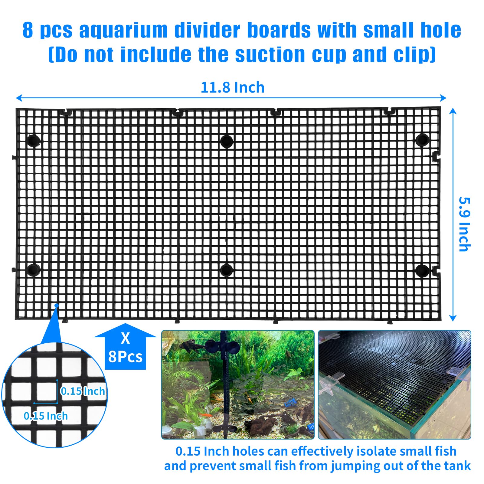 Plastic Egg Crate Grip Panel Fish Tank Divider Aquarium Divider Filter Bottom Fish Tank Isolation Board Egg Crate Tray (Black, 8