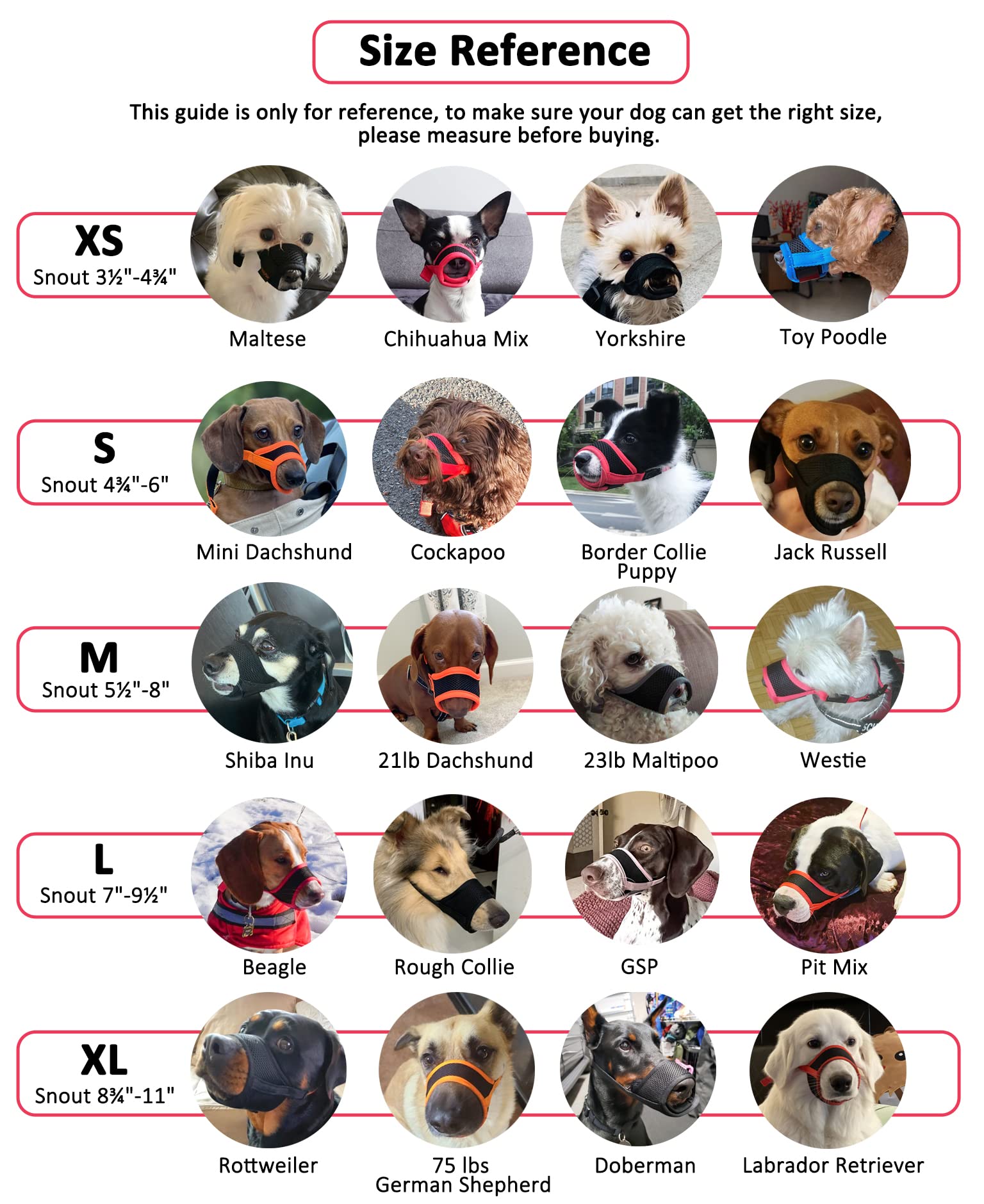 LUCKYPAW Dog Muzzle Anti Biting Barking and Chewing with Comfortable Mesh Soft Fabric and Adjustable Strap, Suitable for Small,