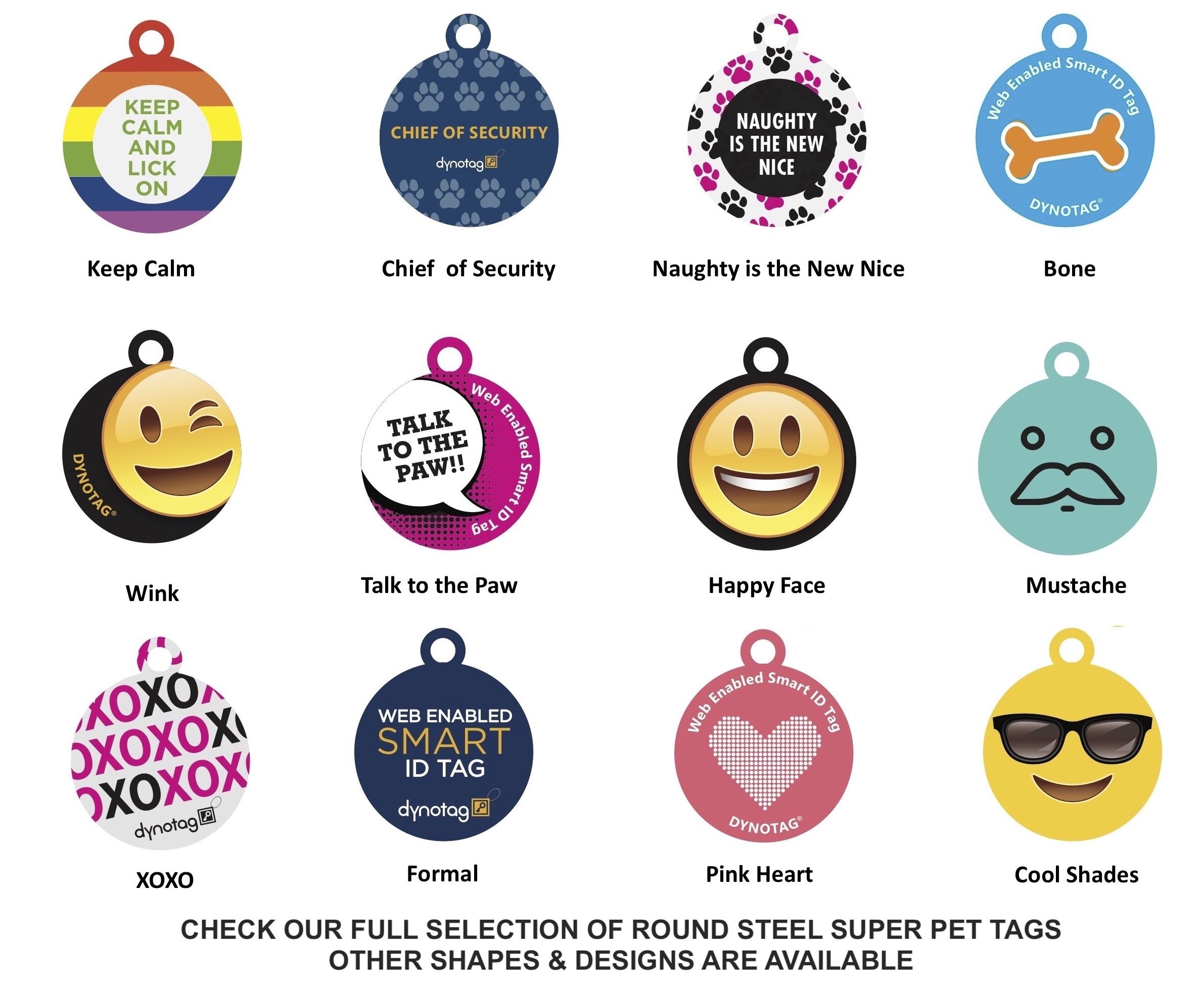 Dynotag® Web Enabled Smart Round Coated Metal Id Tag And Ring. Pet Tag, Property Tag - Multiple Uses, With Dynoiq™ & Lifetime Recovery Service.