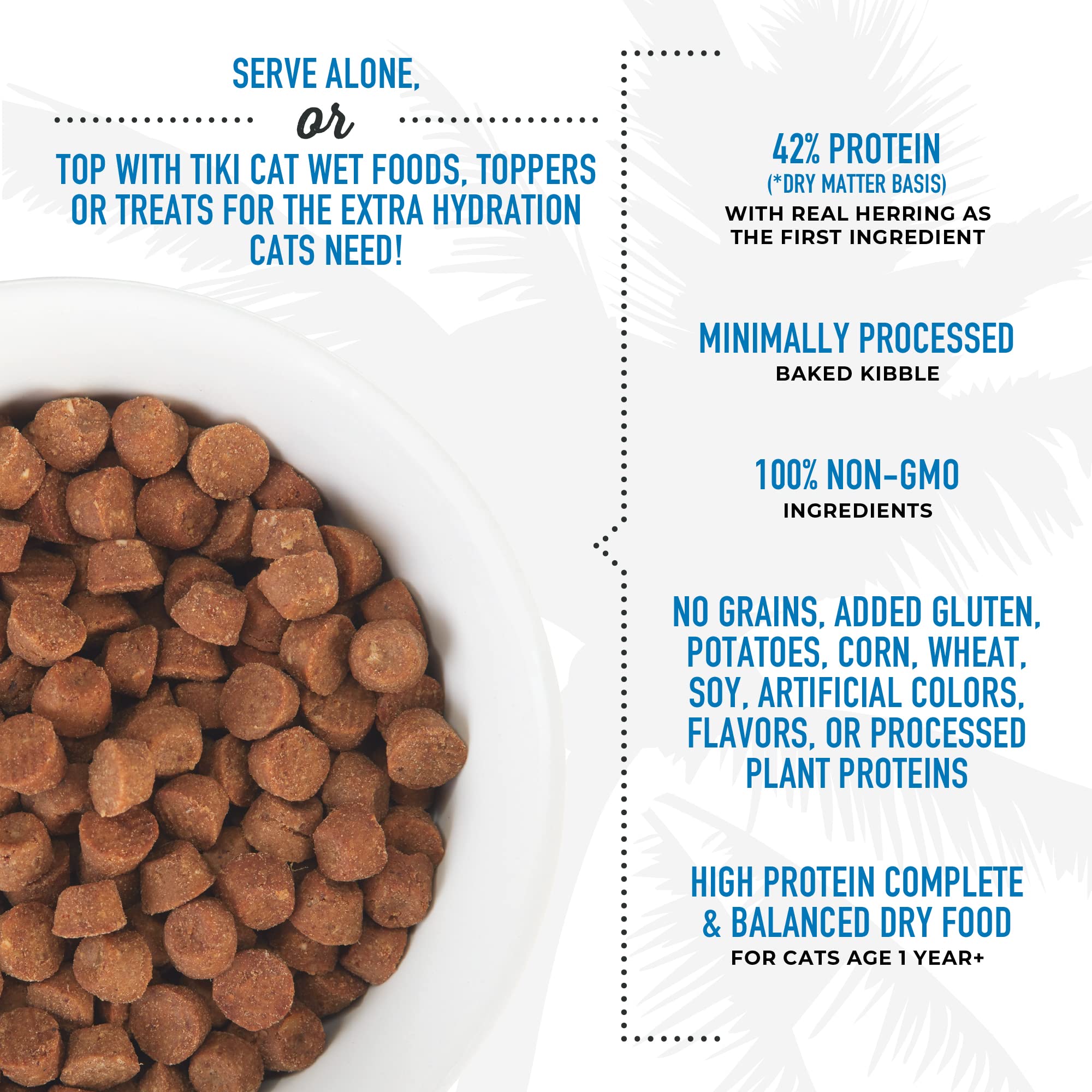 Tiki Cat Born Carnivore High Protein, Herring & Salmon Meal, Grain-Free Baked Kibble to Maximize Nutrients, Dry Cat Food, 5.6 lb
