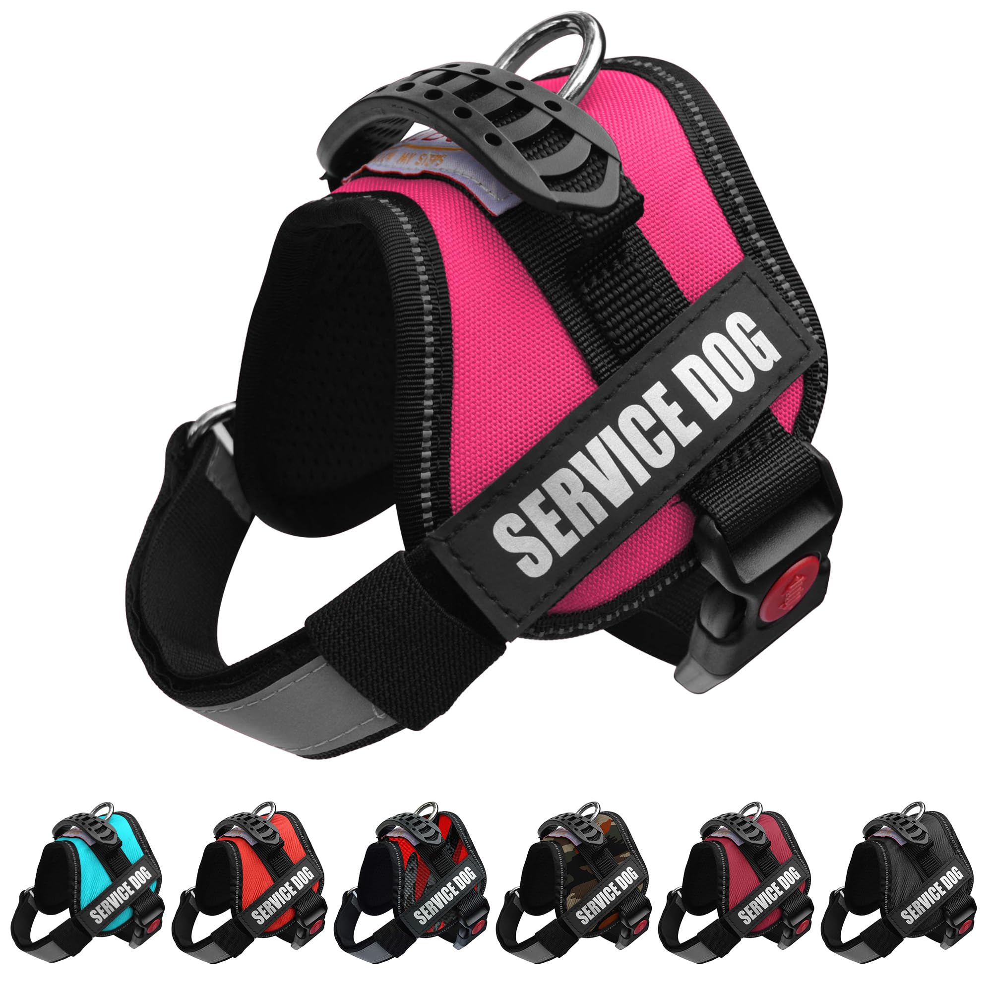 ALBCORP Service Dog Vest Harness - Reflective Service Animal Vest, No-Pull Harness with Handle & Mesh Padding - Sizes XXS-XL for
