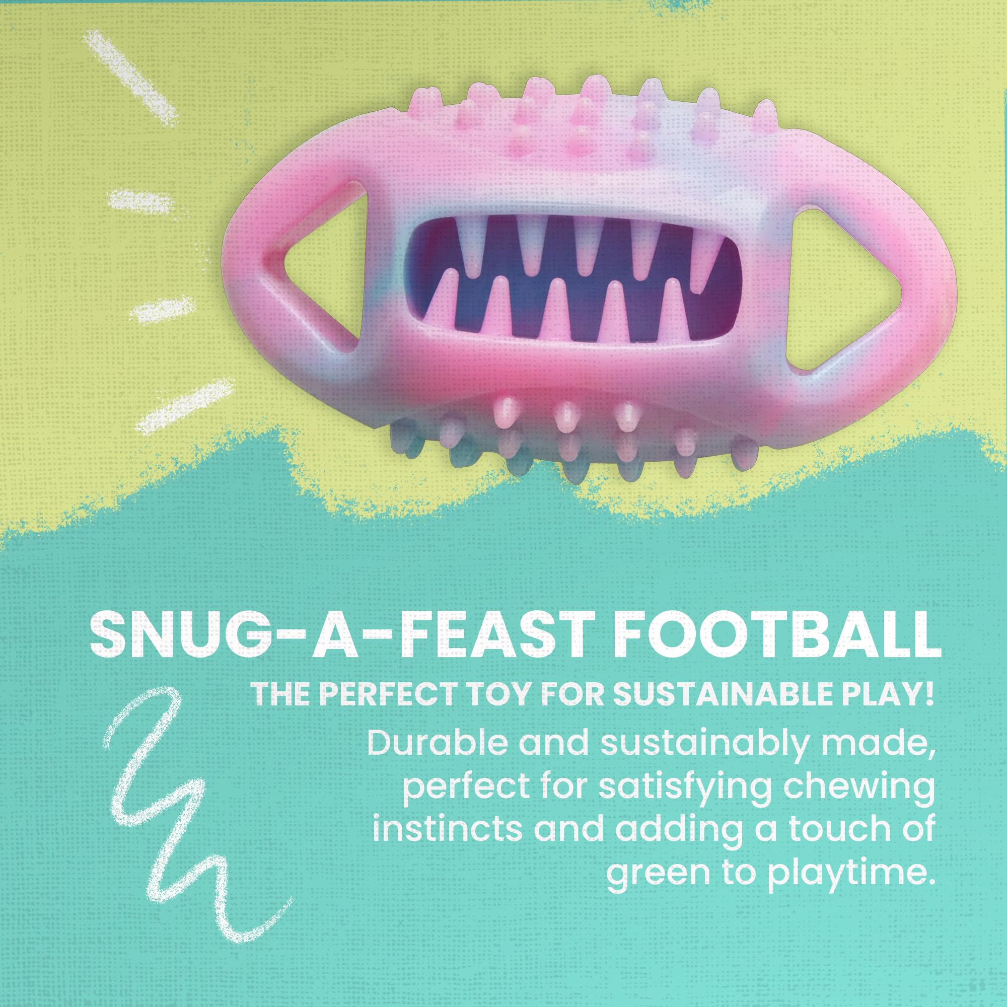 Snugarooz Snug-A-Feast Football Toy - Eco-Conscious Treat-Dispensing TPR Design - Durable, Chewable & Ideal for Fetch, Interacti