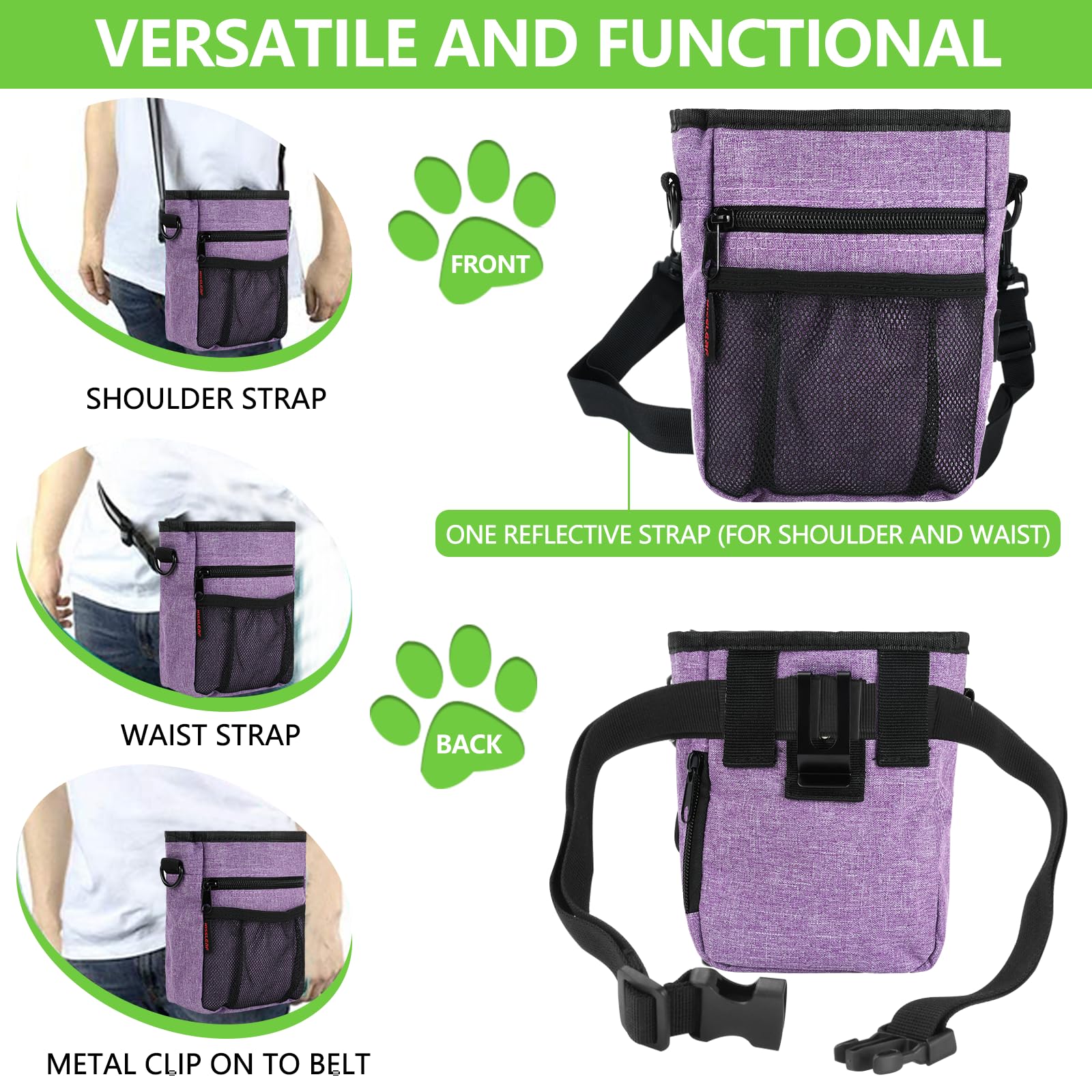kissleaf Dog Treat Pouches for Pet Training with Magnetic Closure Treat Pouches for Pet Training,Large Dog Treat Training Pouch