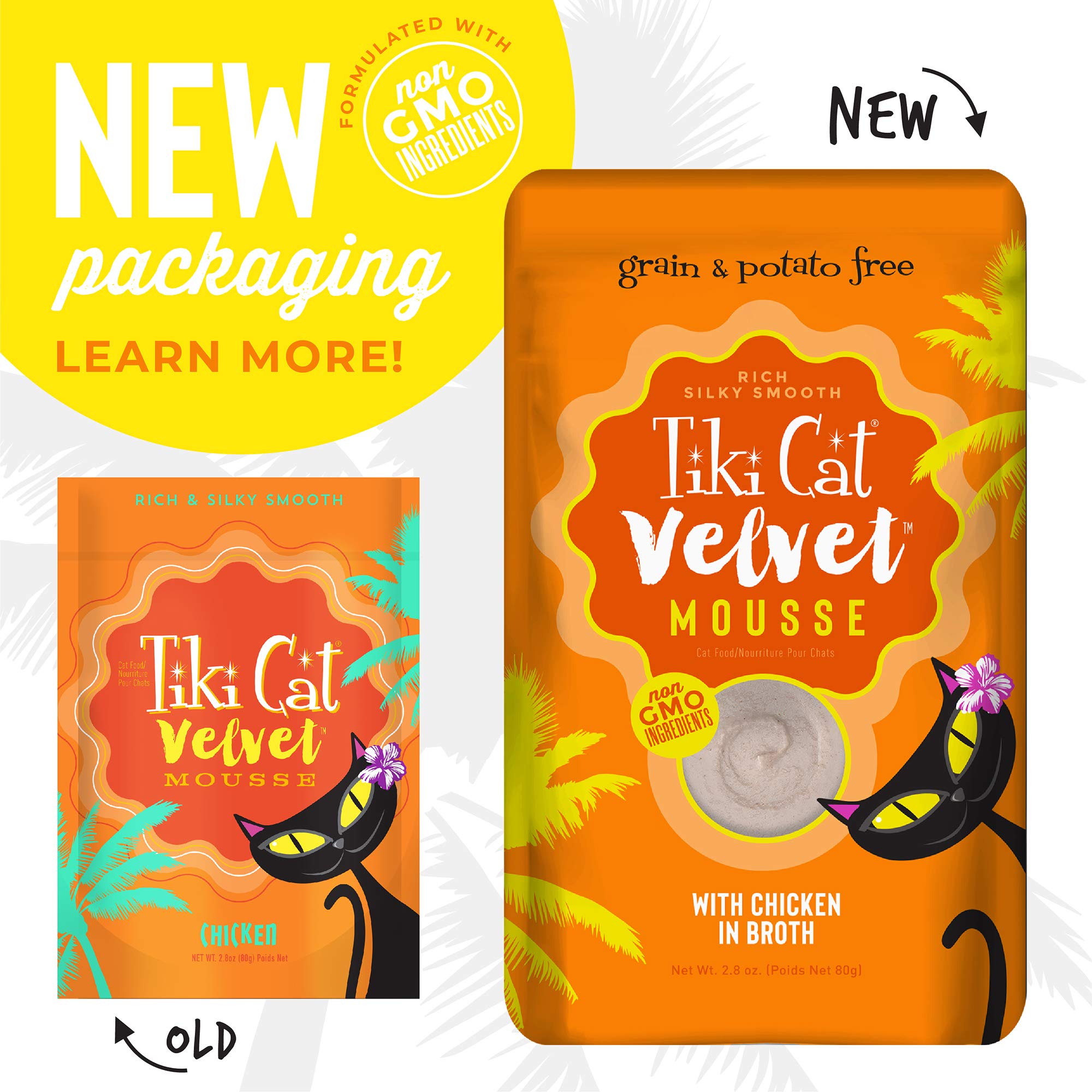Tiki Cat Luau Velvet Mousse, Chicken in Broth, Complete Nutrition for Balanced Diet, Wet Cat Food For All Life Stages, 2.8 oz. P