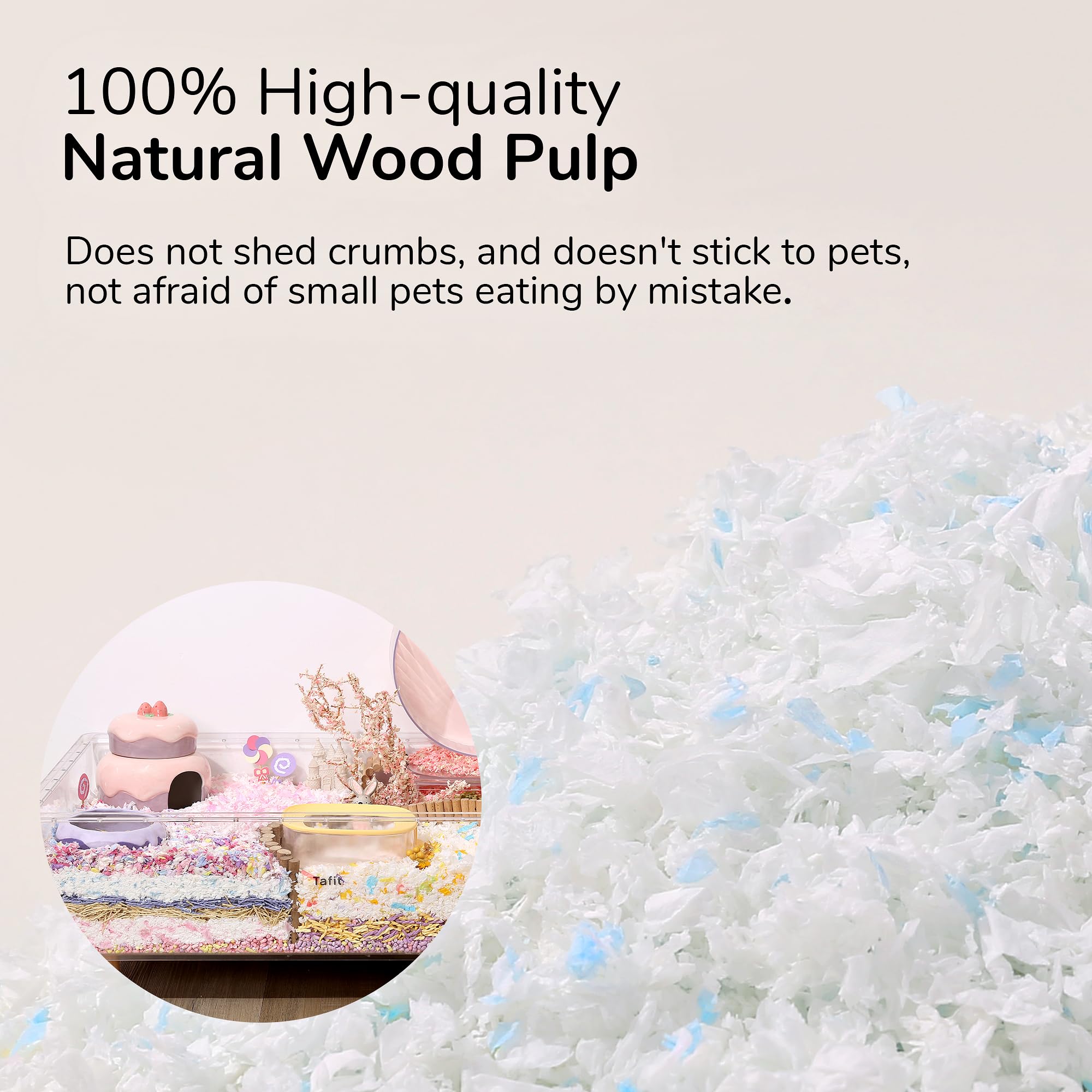 tafit Natural Paper Bedding for Small Animals - 36L, Dust-Free, Odor Control, Pure White, Model YRZM900